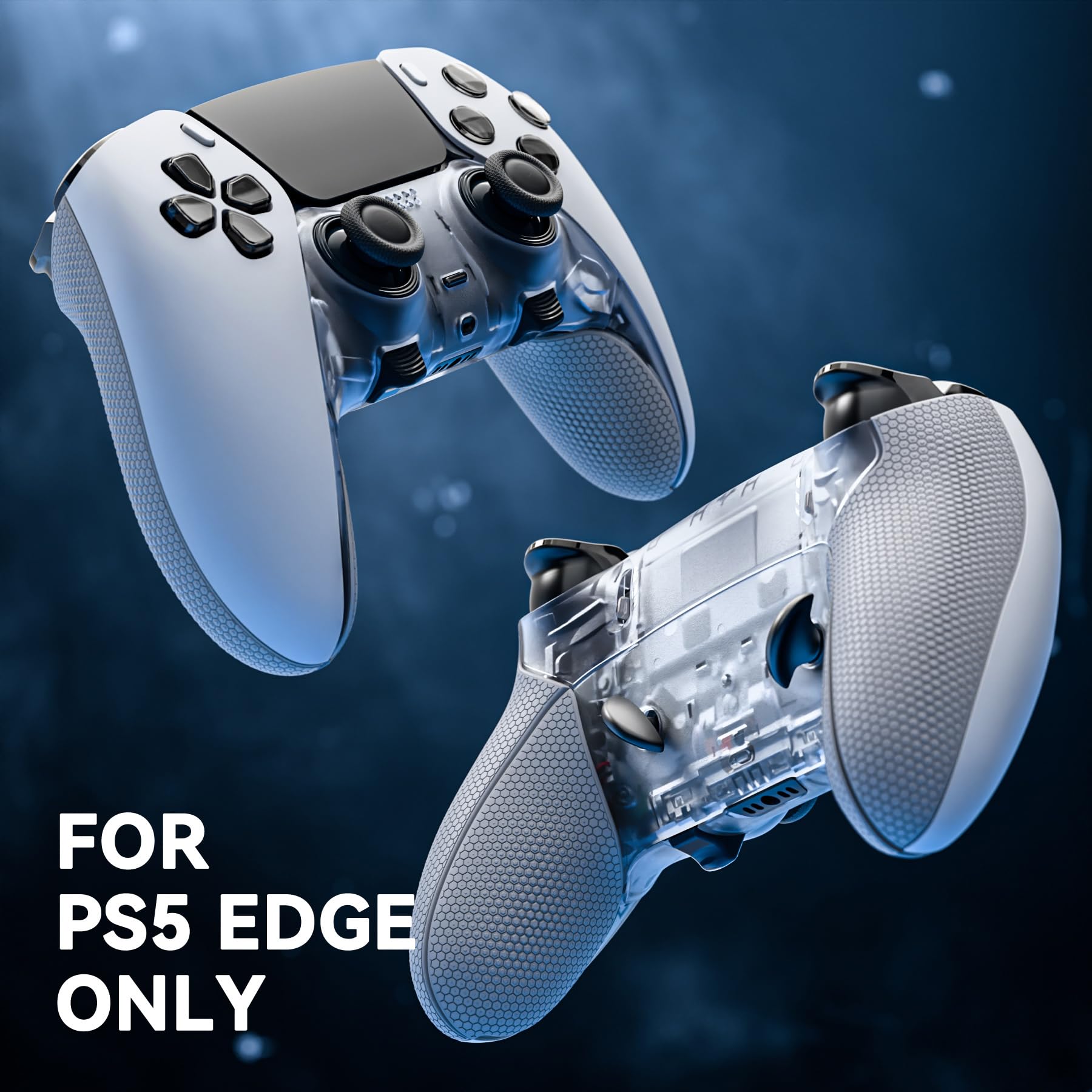 eXtremeRate Beyond-Arc Coque Arrière pour ps5 Edge Manette avec Grip en Caoutchouc & Coque Décorative de Remplacement pour ps5 Edge Controller-Gris Plomb Foncé