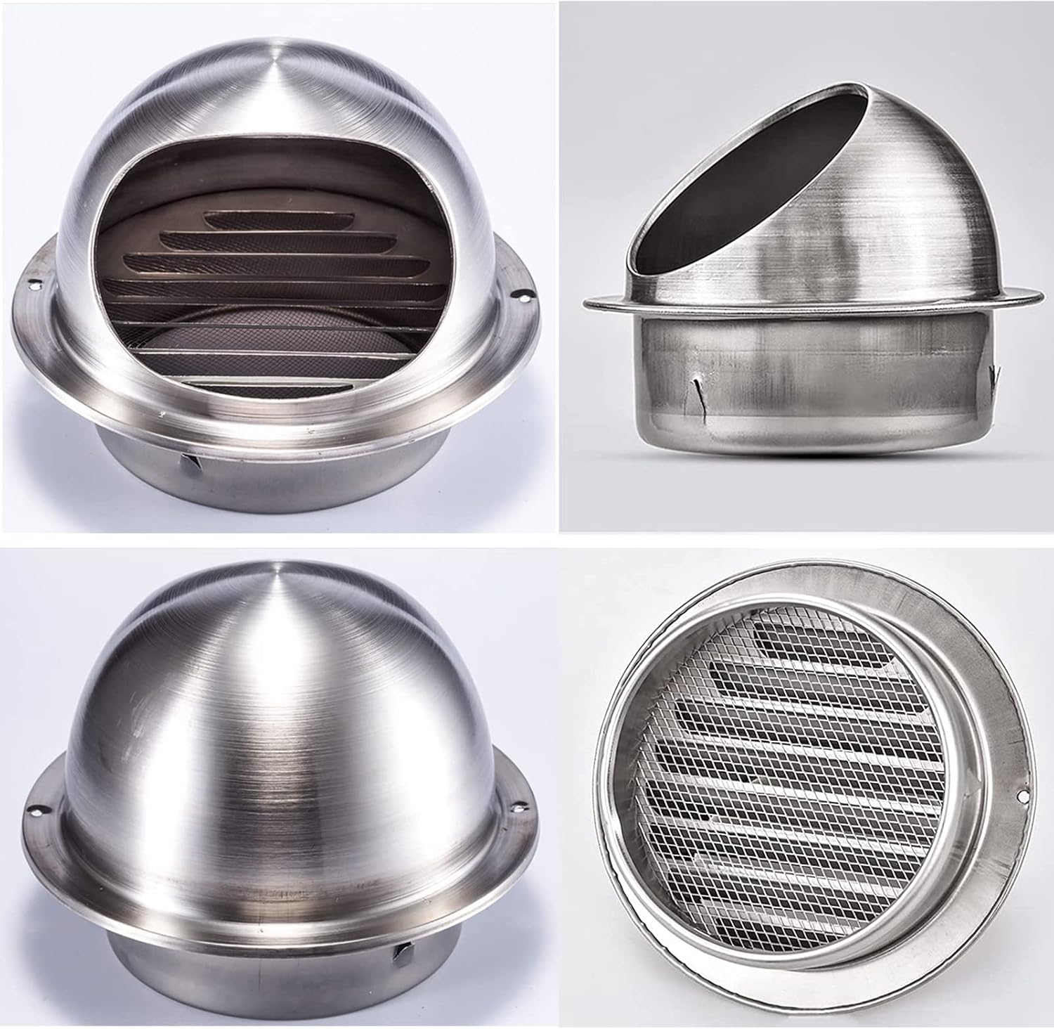 Stainless Steel Round Vent Grille Hood, Wall Soffit Air Vent Stainless Steel Dryer Vent Cover, for Indoor Or Outdoor Use, Kitchen, Bedroom Exhaust
