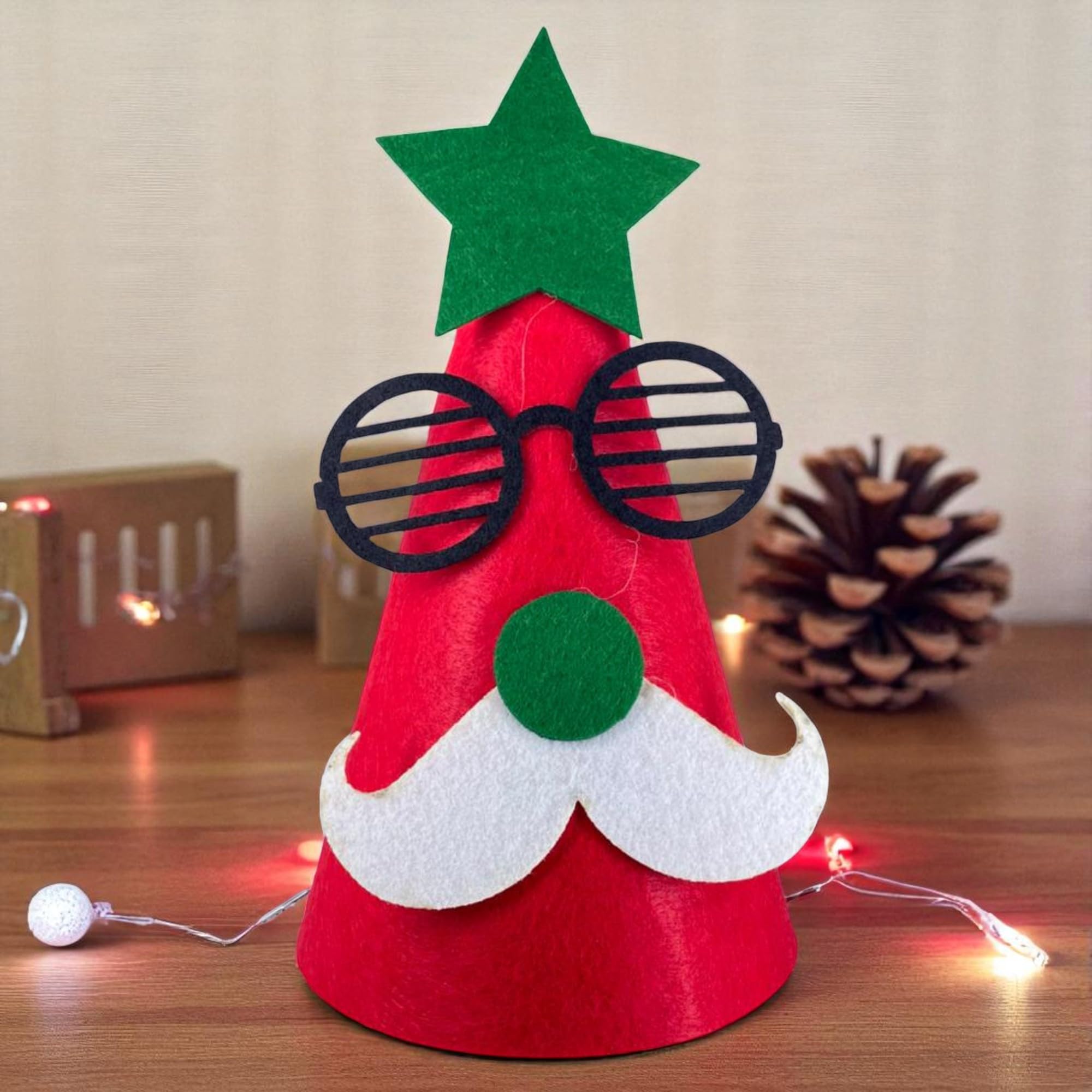 OMID, Novelty Christmas Party Hat with Glasses, Mustache & Star 1