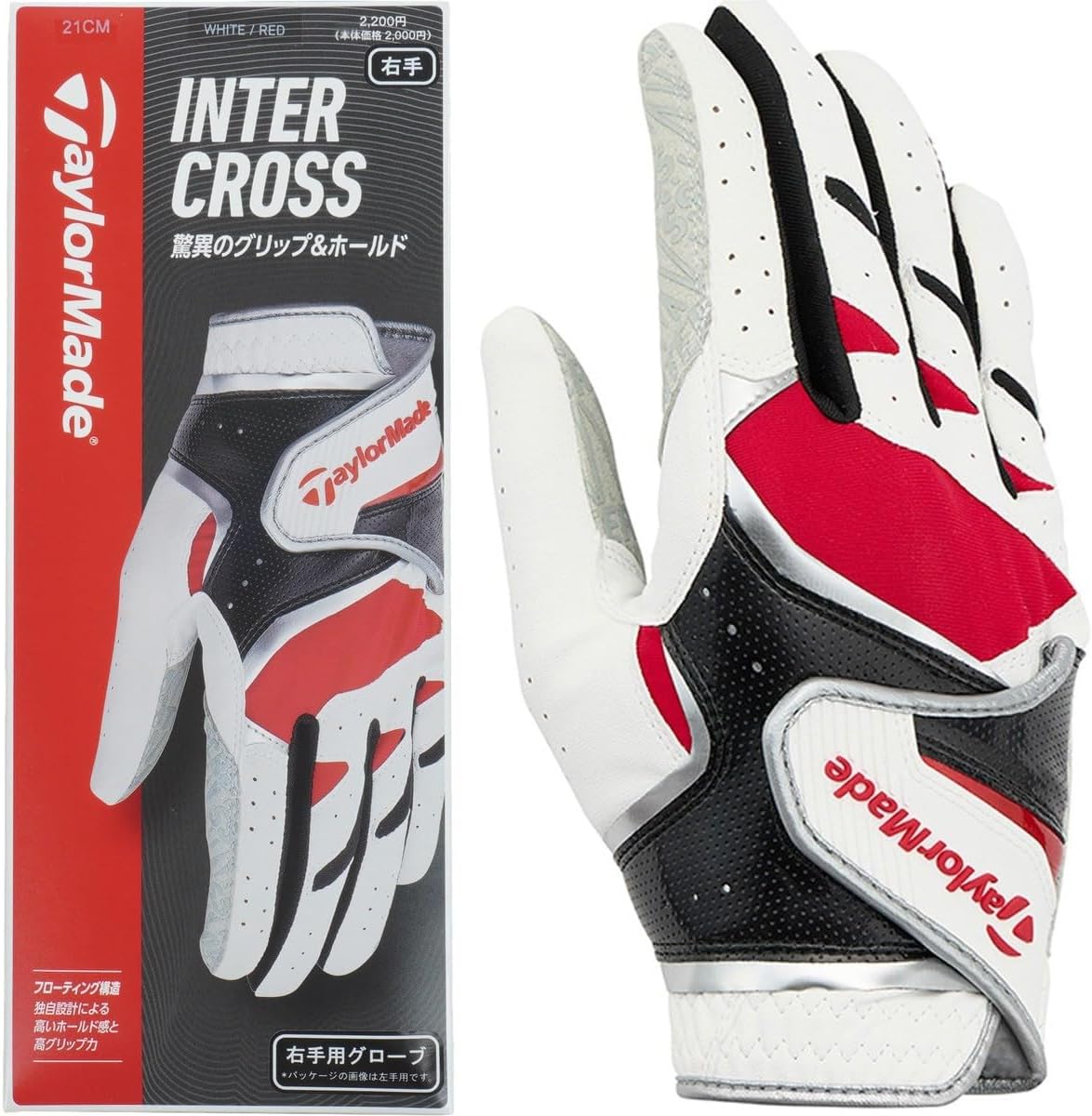 Taylormade Golf Intercross 7.0 RH Gloves White/RED Size : 26CM Mens Golf Gloves TL932 26SS