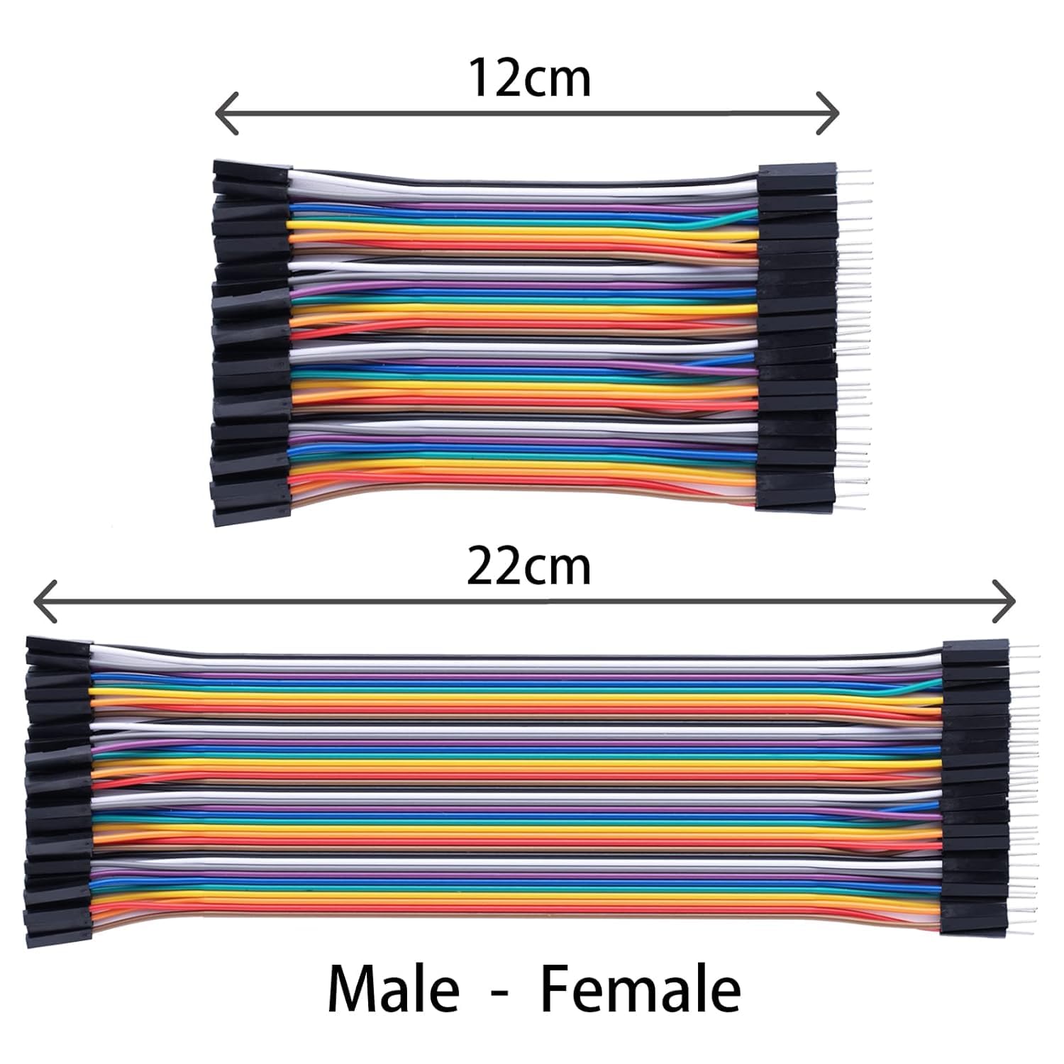 240pcs 10cm+20cm Breadboard Jumper Wires 2 * 40 pezzi da M/F Maschio a Femmina, 2 * 40 pezzi da Maschio a Maschio, 2 * 40 pezzi da Femmina a Femmina per Arduino Raspberry Pi