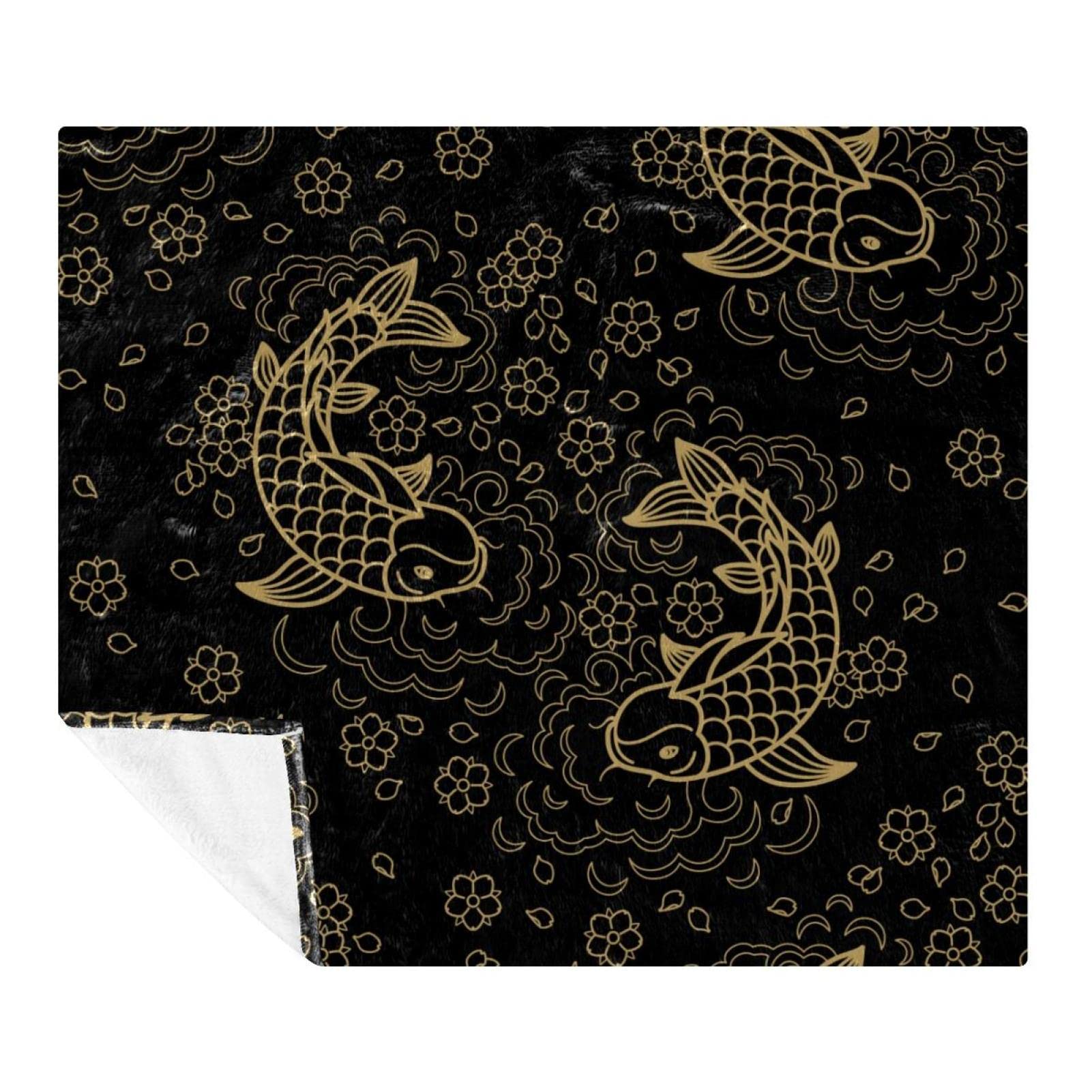 Couverture Golden Koi confortable 150x130 cm, plaid parfait pour offrir