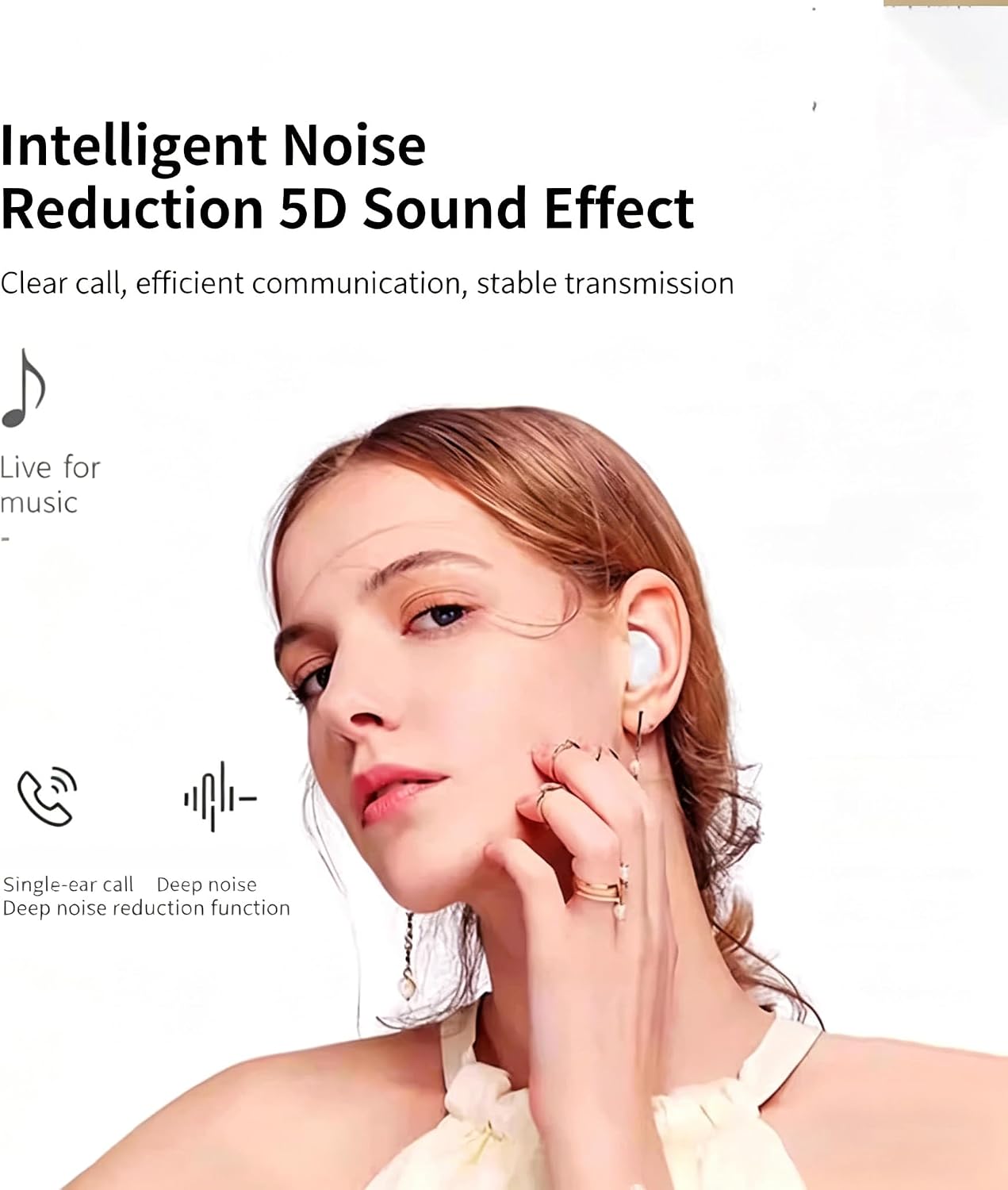 White Sleep Headphones Bluetooth 5.3, Mini Invisible Sleep Earbuds for Side Sleepers, CVC8.0 Noise Cancelling, HiFi Stereo Sound, LED Display, Long Battery Life for Sleep Travel Workout