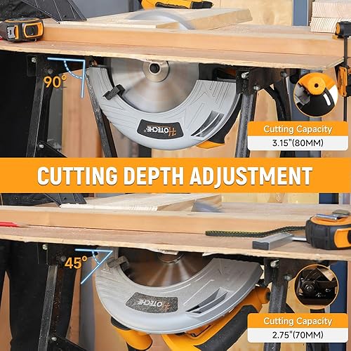 Miniatura 5 de Hoteche Sierra circular de 9 pulgadas Sierra de mesa portátil resistente de 3 HP con hoja de sierra para uso de escritorio
