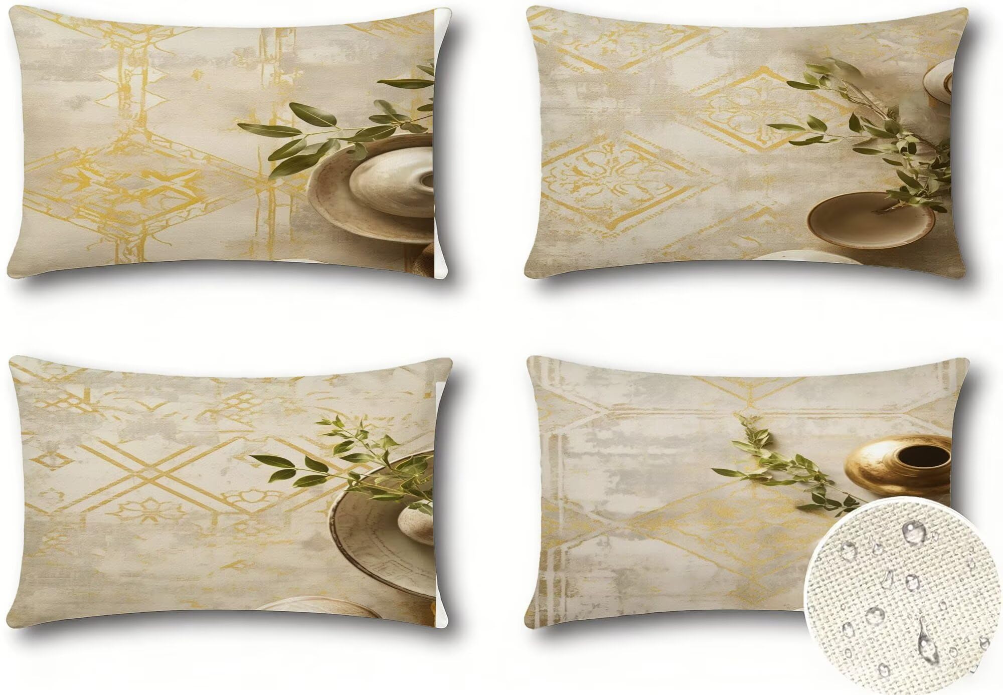 Generisch Outdoor Kissen Wetterfest 60x120cm Grün Dekokissen Kissenbezüge Botanischer Kissenhülle Sommer Sofakissen für Wohnzimmer Schlafzimmer Garten Dekorative 4er Set. R-6331