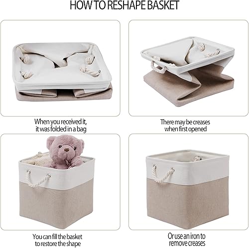 Miniatura 4 de Extra Large Storage Baskets17"x12"x15" Rectangular Bins for Organizing, Collapsible Fabric Storage Bin with Ropes, Foldable Storage Cubes for Home,