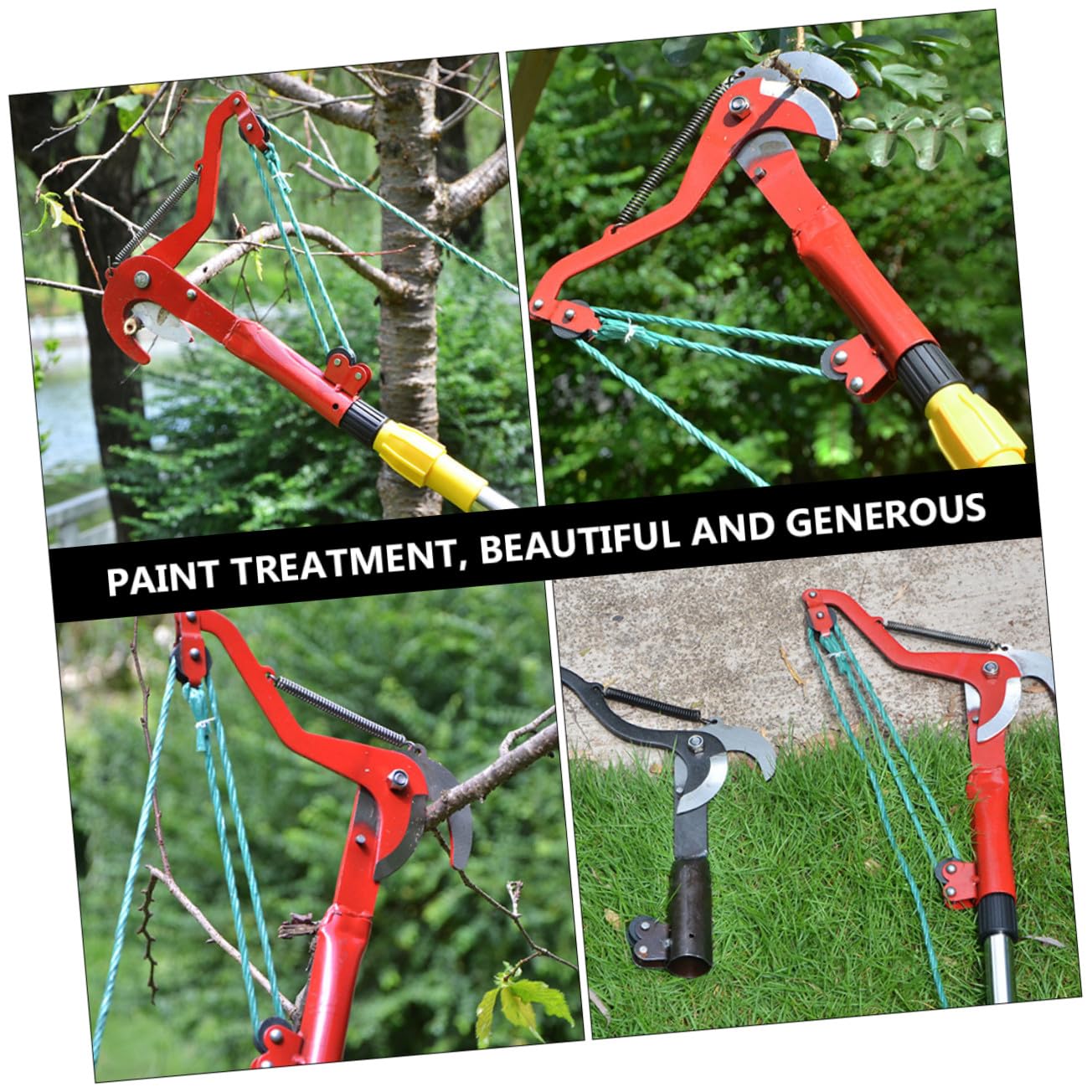 Astschere mit Seil aus Stahl für Schwere Schnittarbeiten Rot | Gartenschere mit Seil, Labor Sparende Hand Schere, für Gras und Zweige