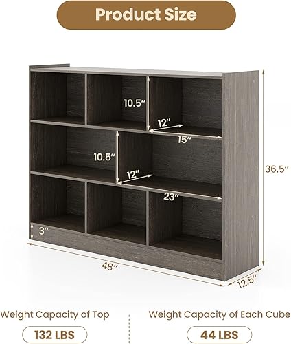 Miniatura 3 de IFANNY Estantería de 3 niveles, estantería moderna con 8 cubos de almacenamiento, estantes de madera de cubo, estantes pequeños para espacios