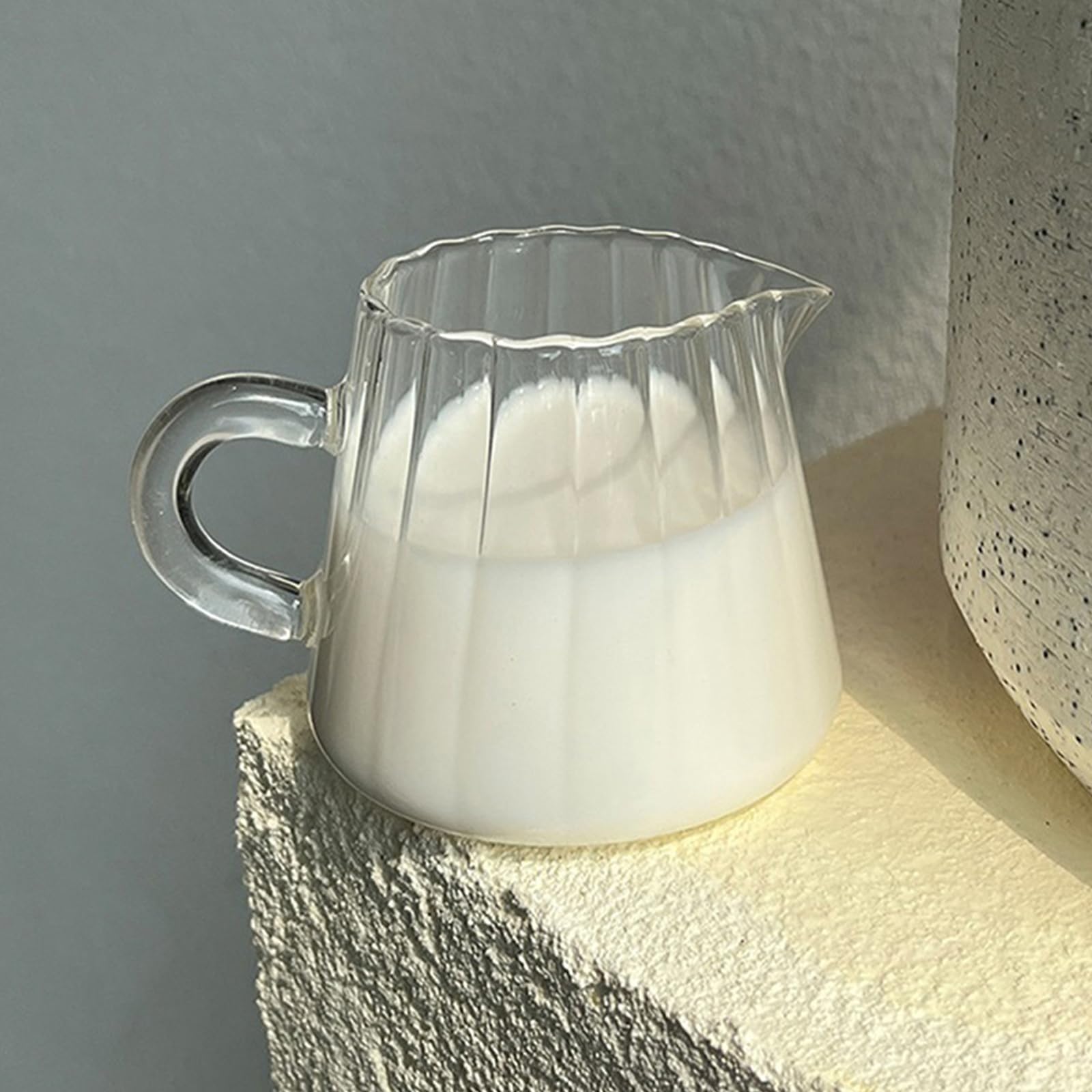Set di zuccheriera e lattiera in vetro, trasparente con coperchio e brocca per panna, brocca per latte, zucchero, caffè, set da portata per casa, latte, caffè