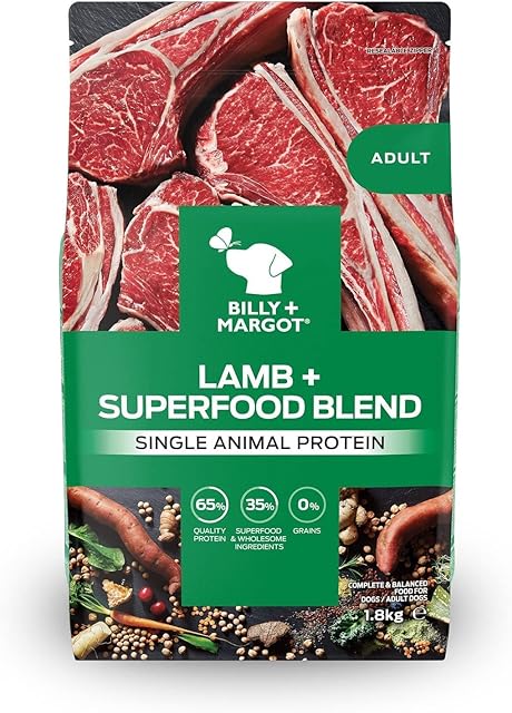 Billy + Margot Dry Dog Food, 1.8kg All Natural Lamb Grain Free Dog Food with Superfoods for Adult Dogs, Sensitive Dog Food and Hypoallergenic Dog Food Dry - Total Satisfaction Promise