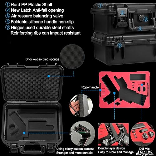 Miniatura 3 de Lekufee Funda rígida impermeable para DJI RS 3 Mini, estabilizador de cardán, micrófono 3/2/mini (2 TX + 1 RX), y más accesorios (solo funda)