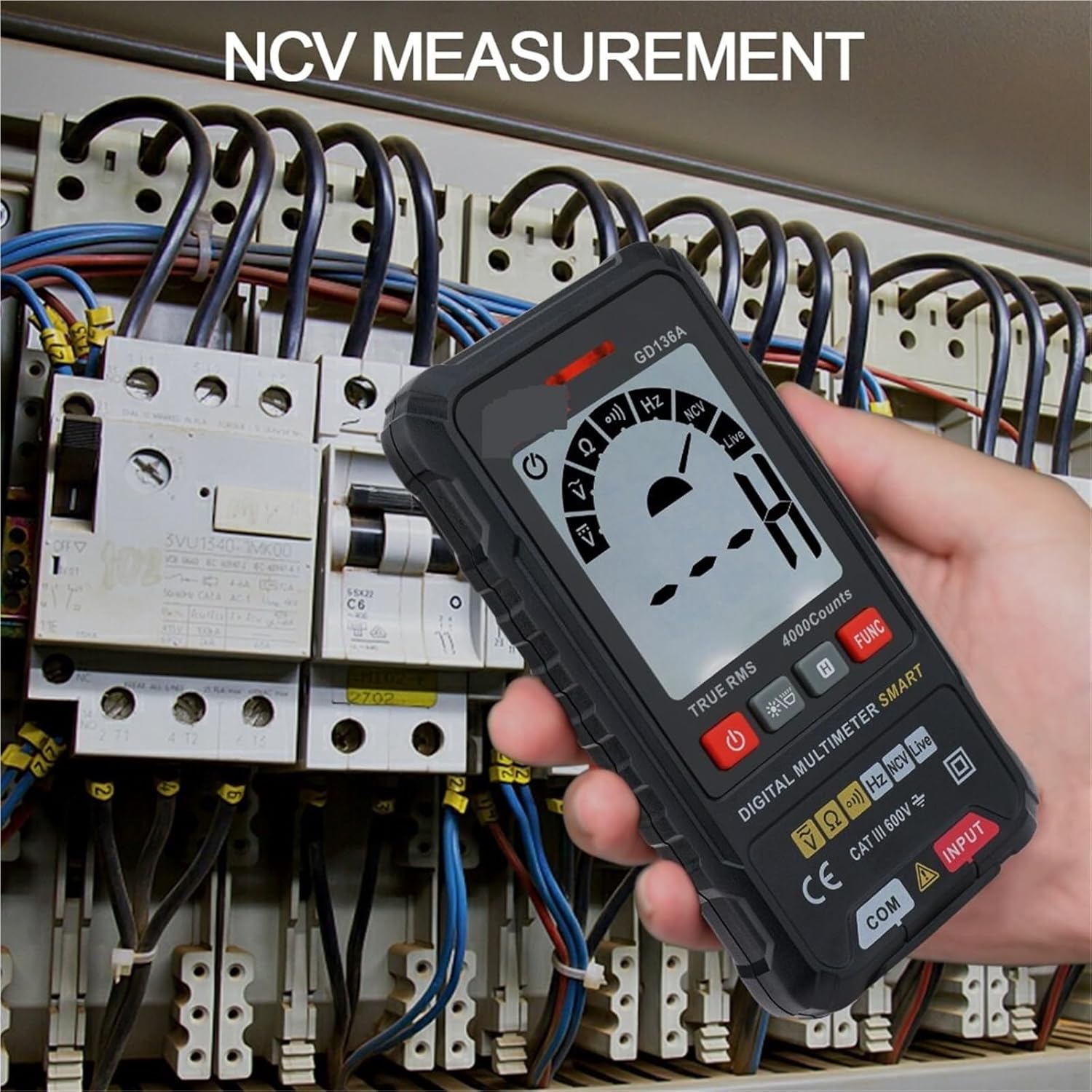 Digital Multimeter 4000 Counts True RMS AC DC Voltage Resistance Capacitance Frequency Tester Digital Smart Multimetro(GD136B)