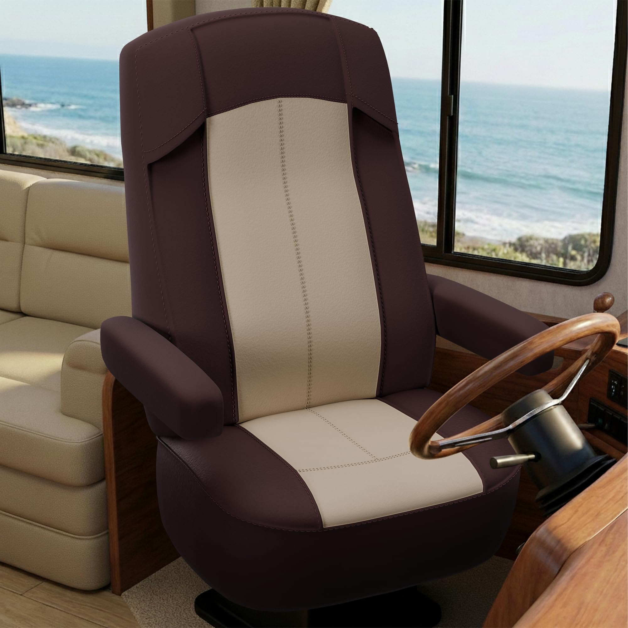 2-Pack Black Polyester RV Seat Covers For Class-A Motorhome Captains Chairs – Universal Fit