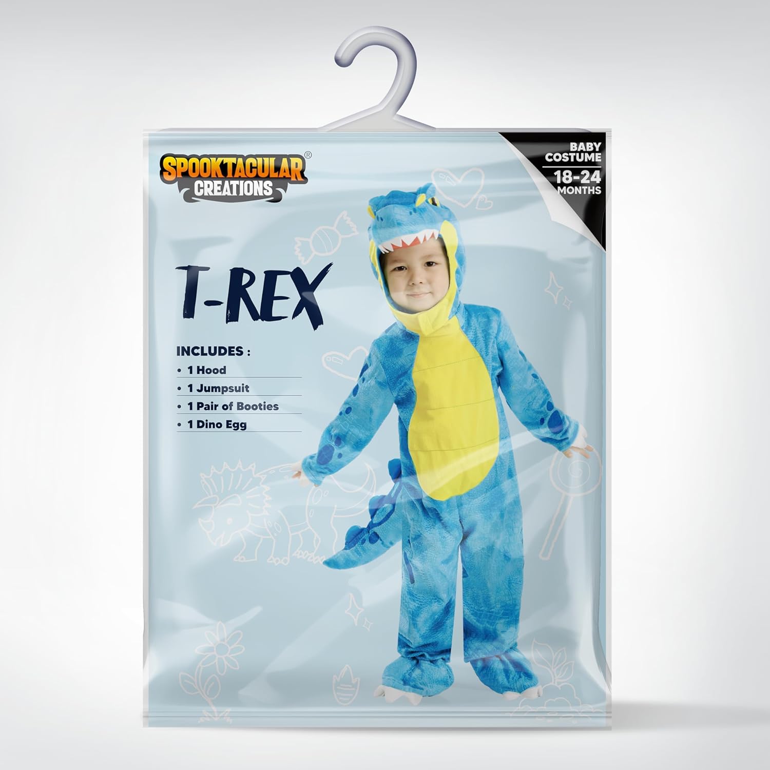 Spooktacular Creations Halloween Dinosaur Costume Kids, T.rex Costume Outfit with Egg for Toddler Child Dress Up Party
