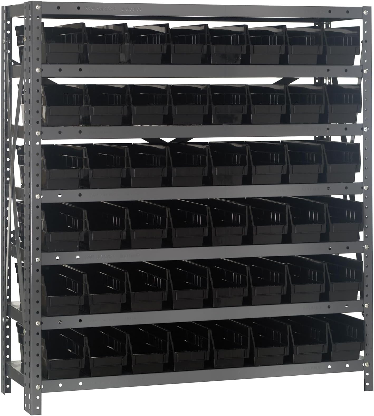 Quantum Storage Systems 1239-101BK Steel Shelving Unit with 4" Shelf Bins, 12" D x 36" W x 39" H, Black