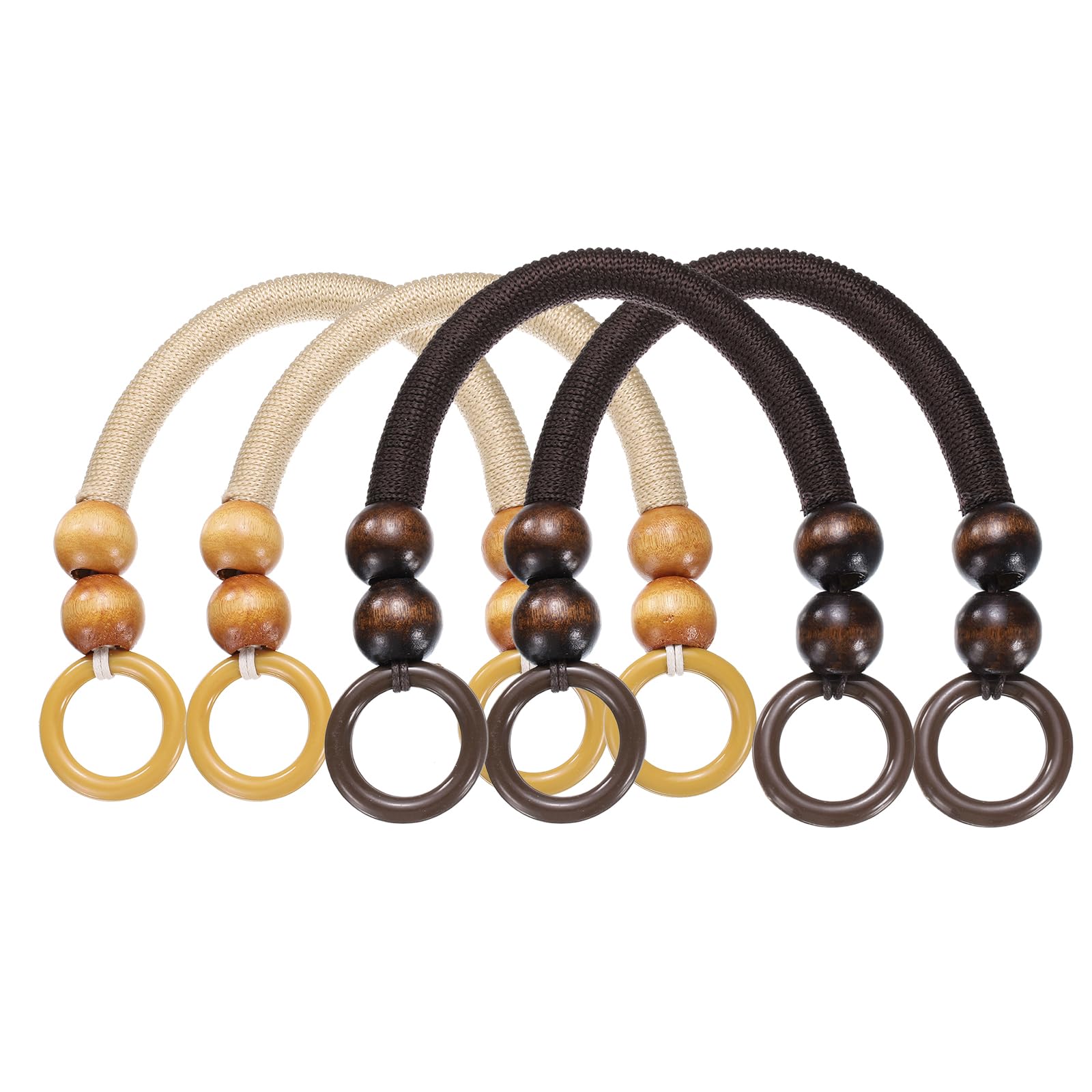 Poignées de sac à main en nylon perles en bois accessoires mercerie création sac abricot café lot de 4