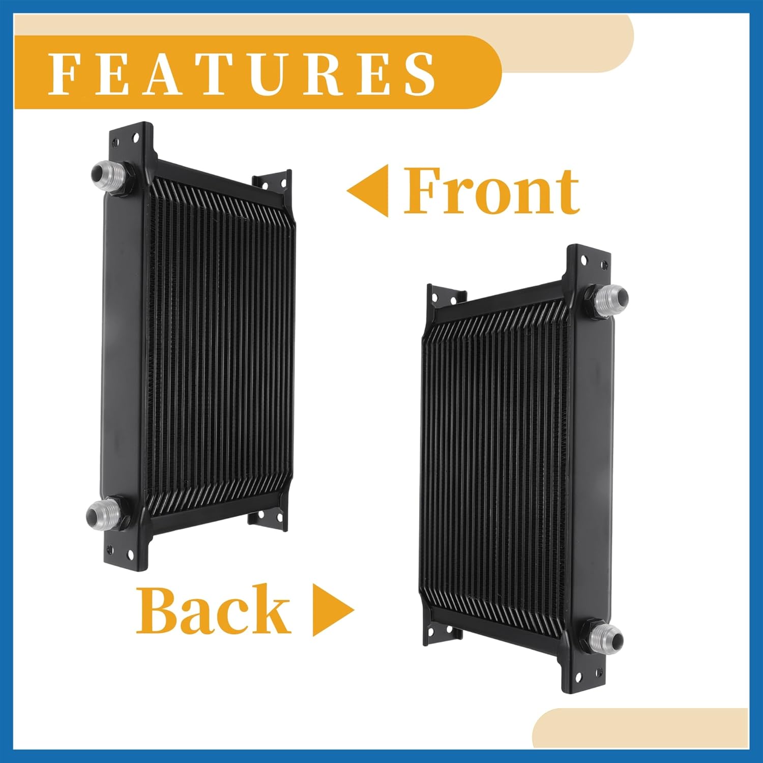 Compatible with 1 Set 25 Row Universal Transmission Oil Cooler - Trailers Truck RV Trans Engine Radiator with 6AN 8AN Adapter Aluminum Alloy Black Item Replacement