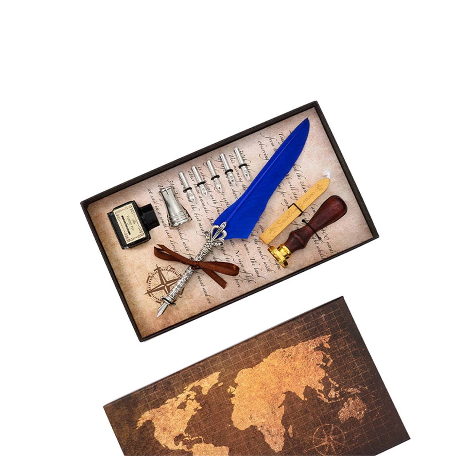 Tintenfeder Feder Kalligraphie Stift Set, Federstift Anfänger Federstift Set Schreibfeder Dip-Pen Set(Blue)