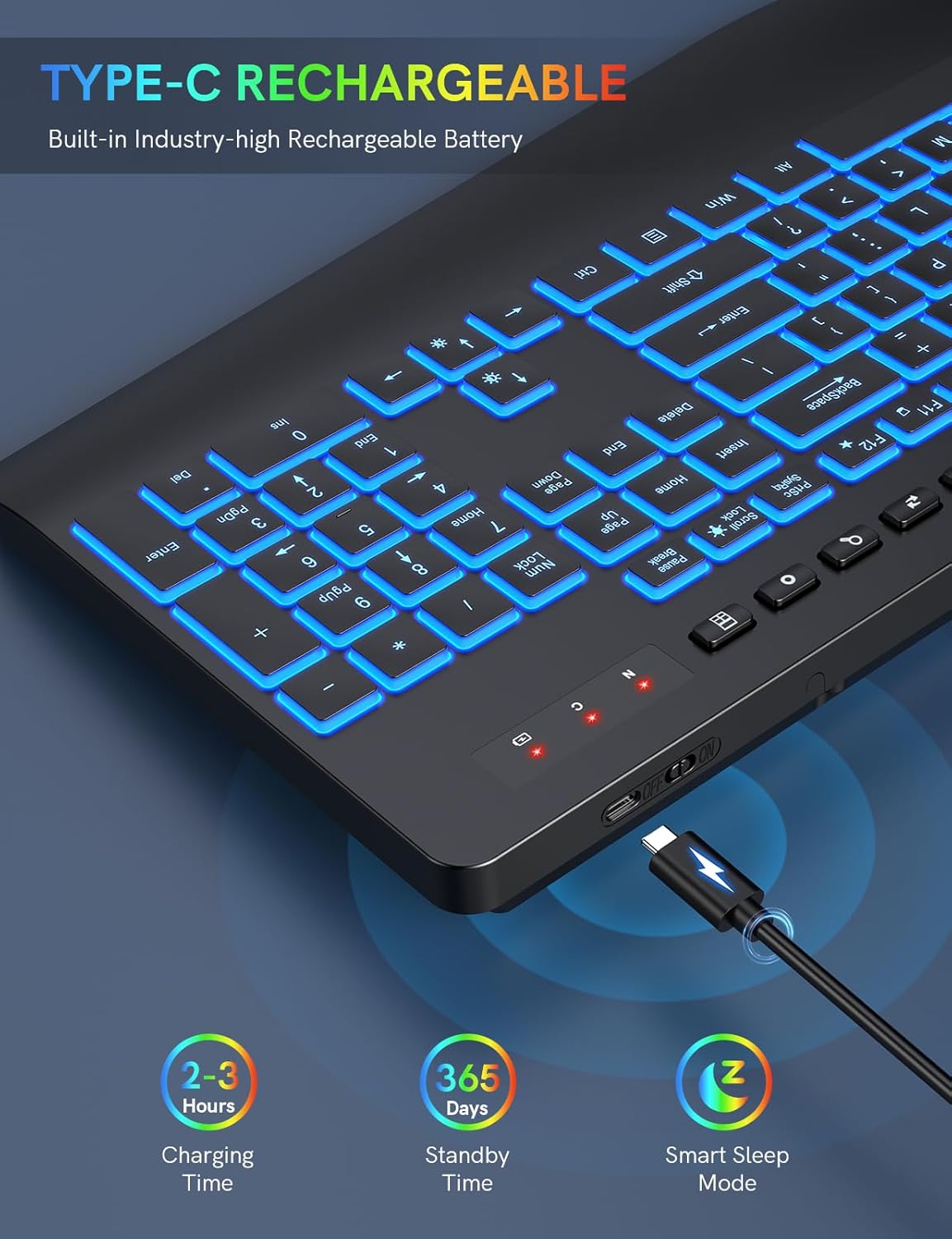 Trueque Wireless Keyboard ergonomic palm rest