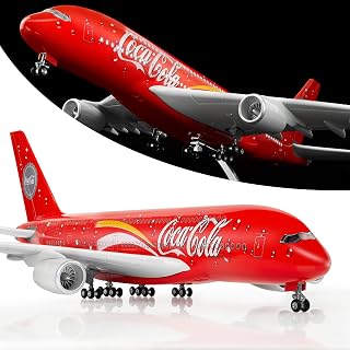 Lose Fun Park 1:160 Scale Large Model Airplane COCA 380 Plane Models Diecast Airplanes with LED Light for Collection or Gift