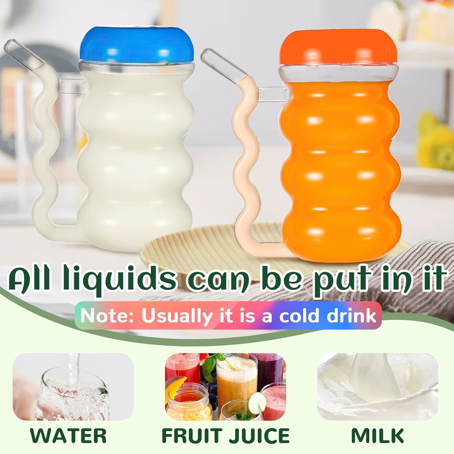 FoldTier 12 Pcs Sip a Mug 14 oz Easy to Grip Plastic Kid's Cup Where the Handle Is the Straw Clear Sippy Cups Spill Proof Mug for Everyday Use for Kids Elderly Disabled and Handicapped, 3 Colors Lid