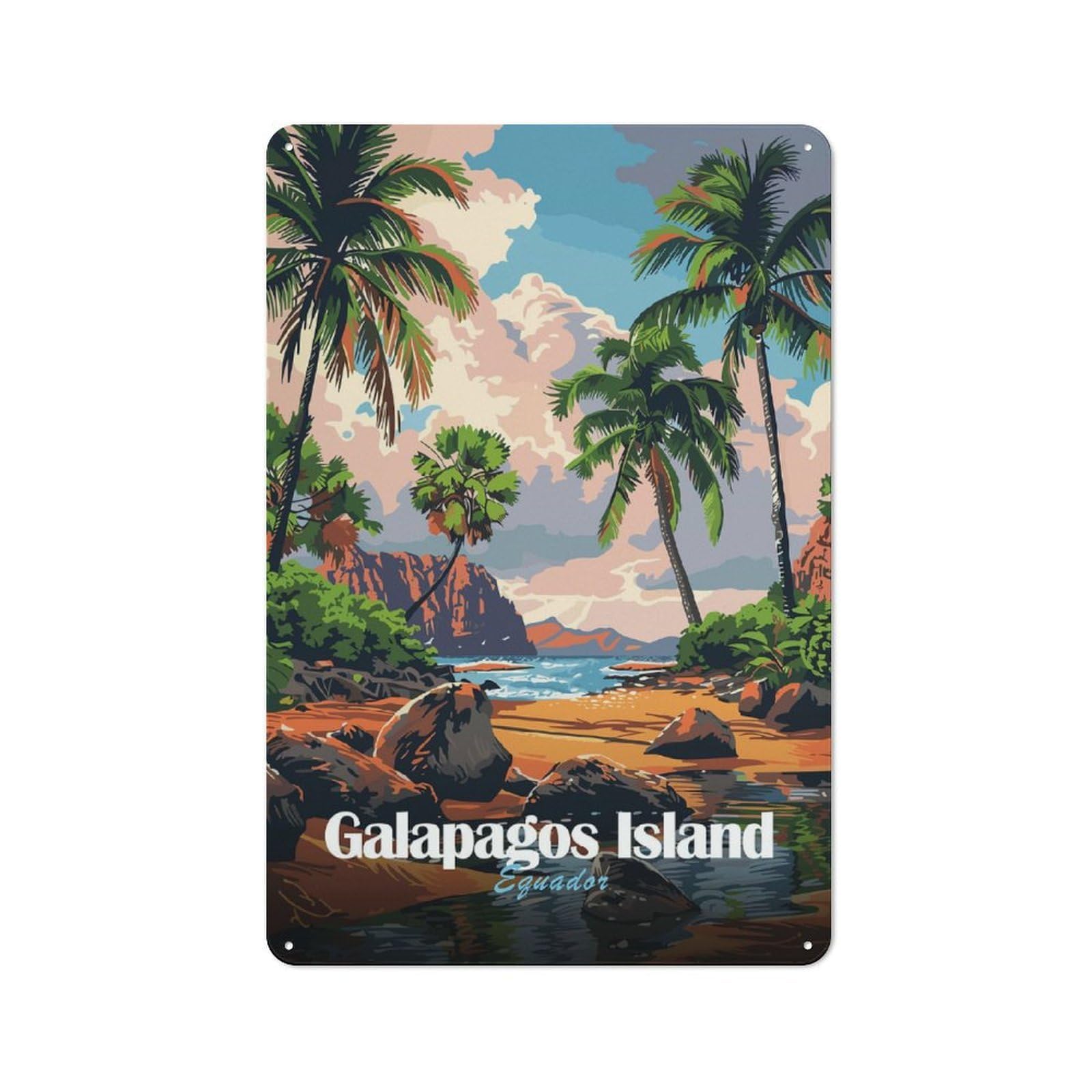 Junmoney Style-22 Vintage Galapagos Island, Ecuador Travel Garden Room Metal Sign 30X20cm, Porch Wall Decor For Conservatory, Home Bar Or Utility Room