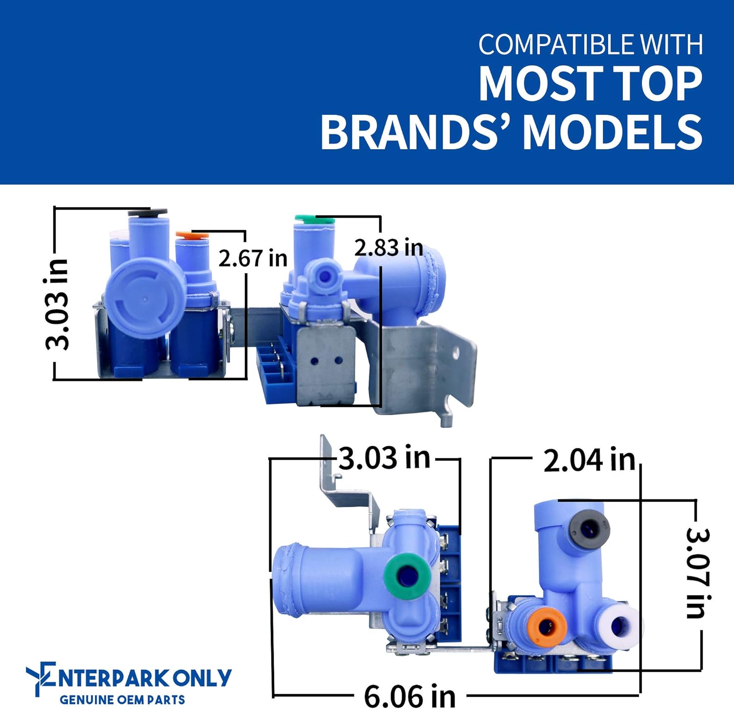 Enterpark 5221JB2006A Refrigerator Water Inlet Valve for LG Replaces 5220JB2004A AP4444448 PS3527468