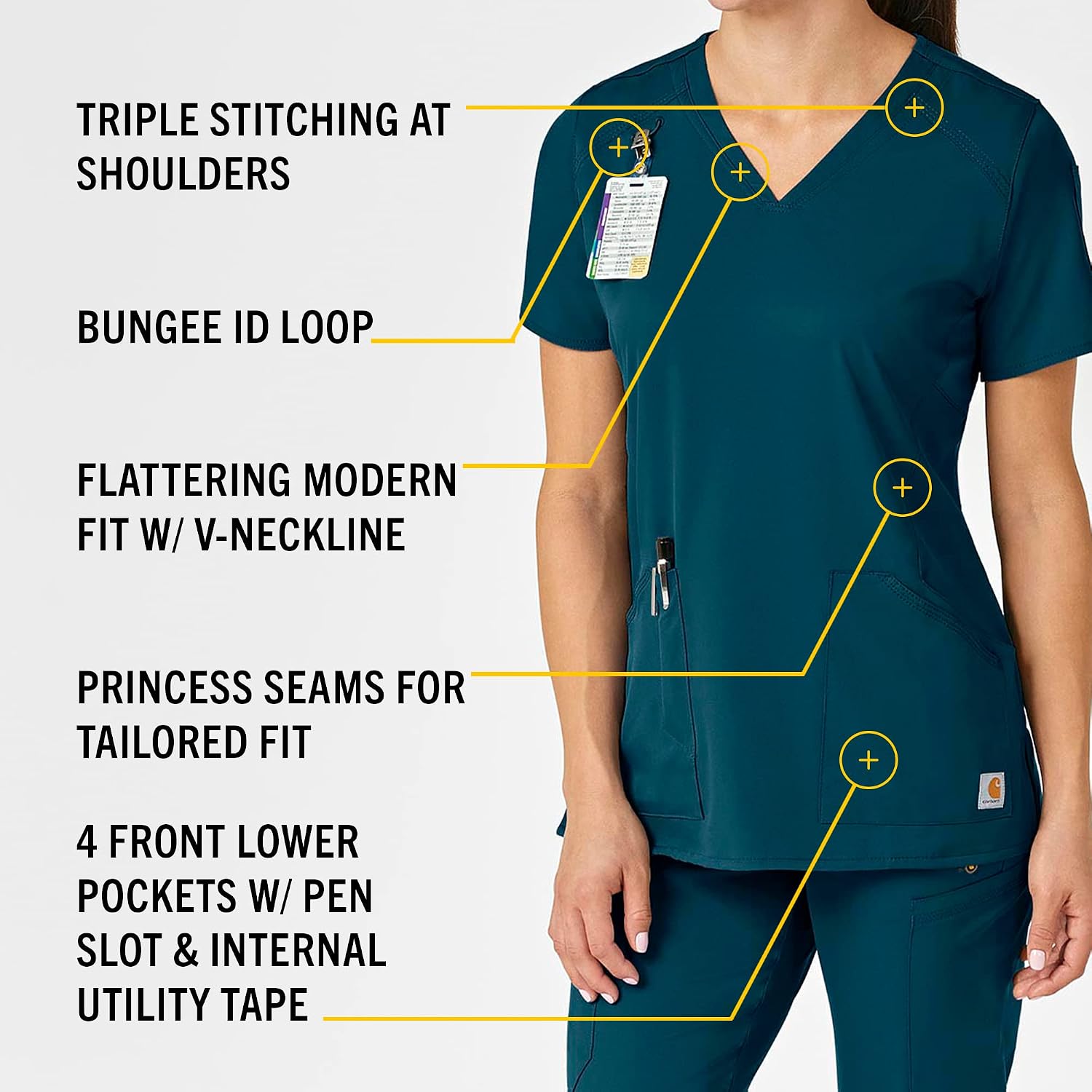Carhartt Scrubs C12106 Women's Force® Modern Fit Twill V-Neck Top