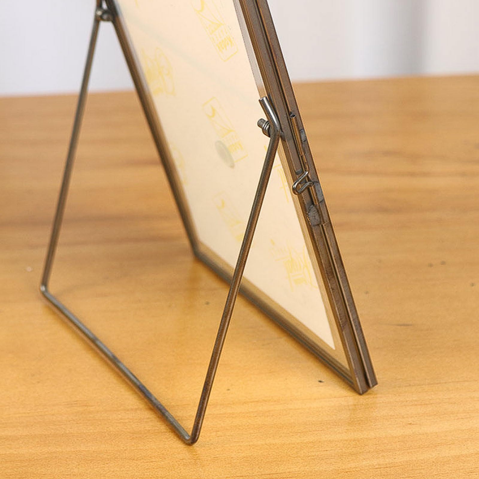 Metalowa szklana ramka na zdjęcia, nowoczesna i kreatywna minimalistyczna ozdoba na biurko, przezroczysta ramka na okaz roślin retro (9 cali (18 x 23 cm)