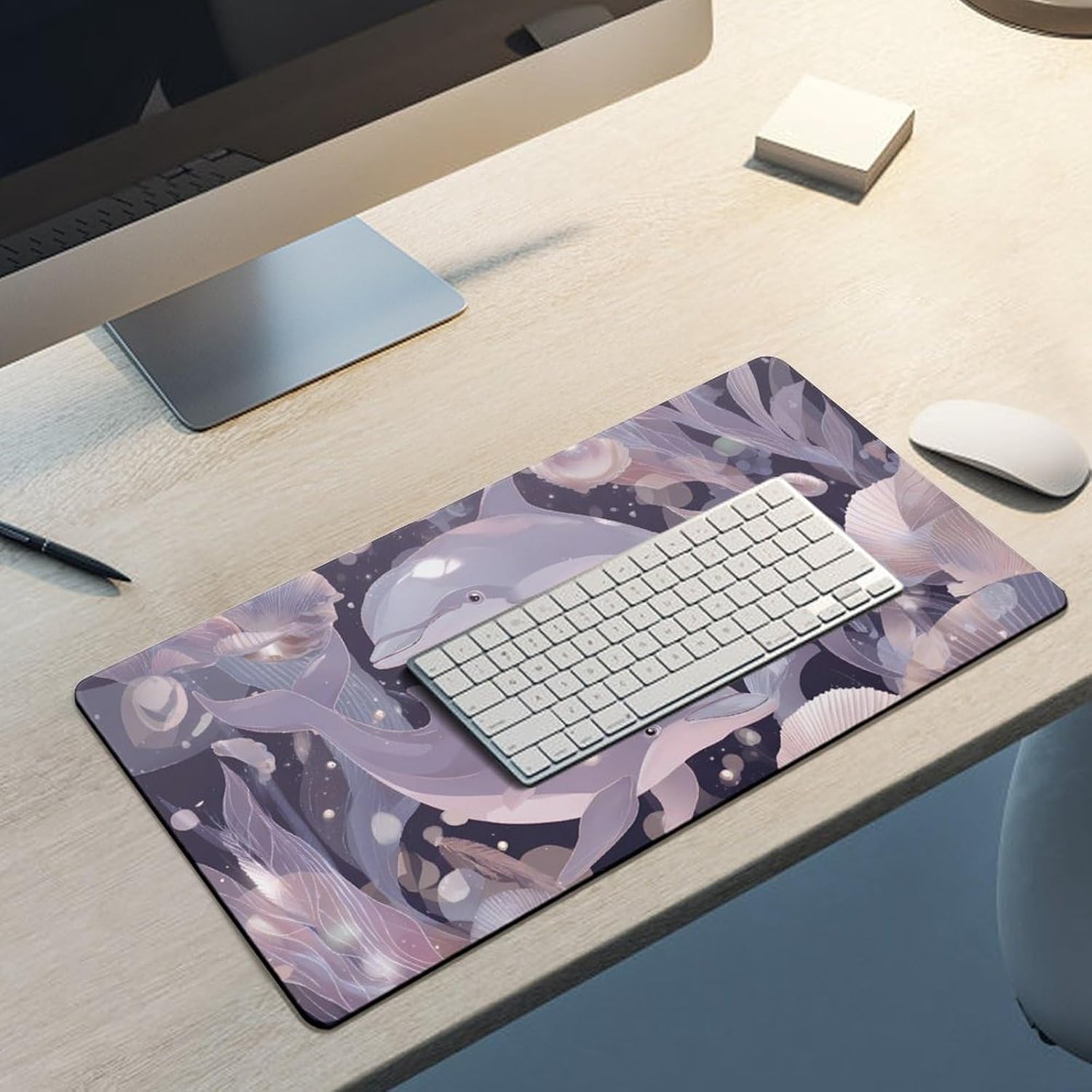 Dolphins Pearls Desk Mat Gaming Mouse Pad Accessories Non-Slip 30x60cm image 5