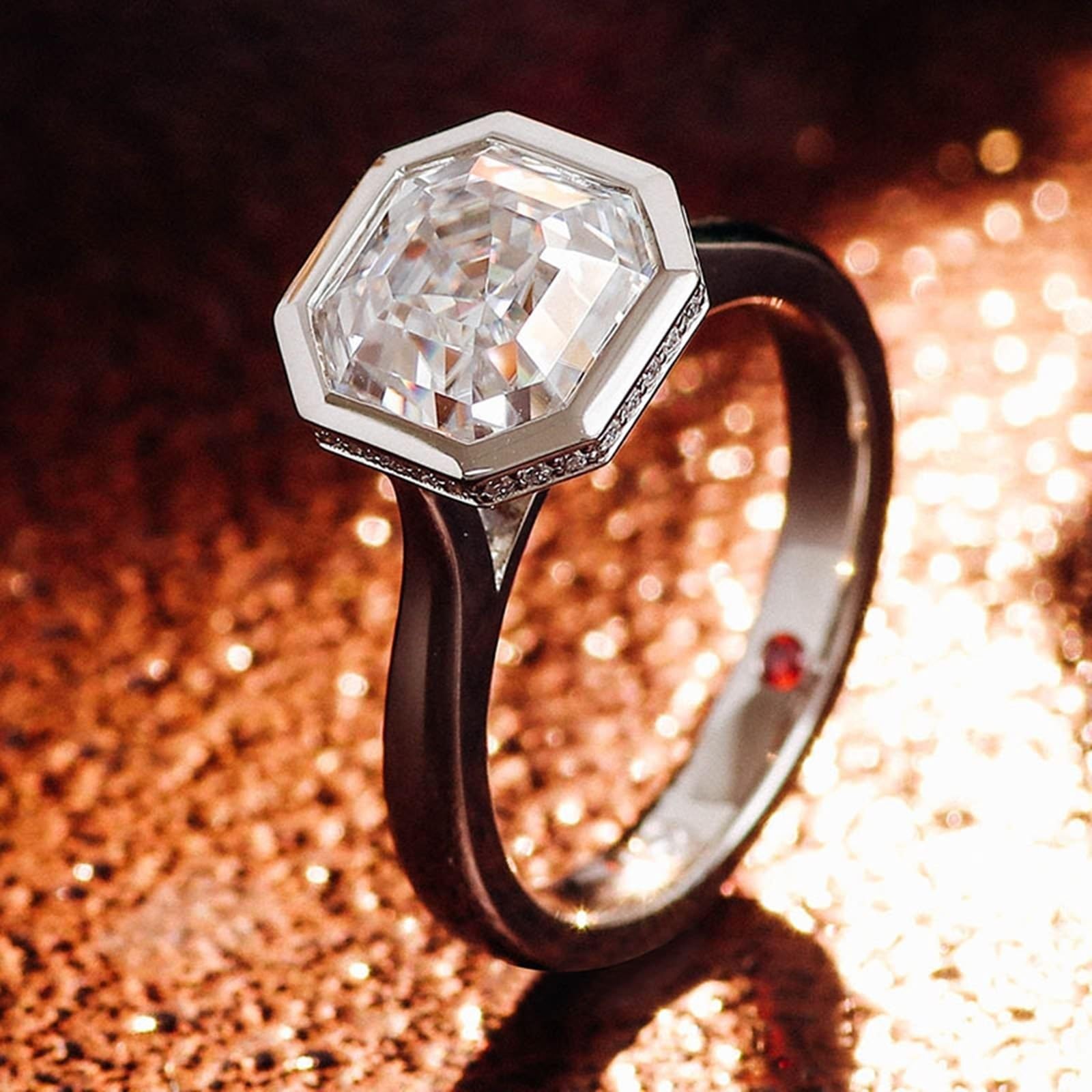 Prawdziwe złoto 9K/14K/18K białe złoto obrączki ślubne, geometryczne pierścionki dla par z nieregularnym szlifem 1/2/3 ct, białe złoto Au 375/585/750, pierścionki przyjaźni, bez alergenów