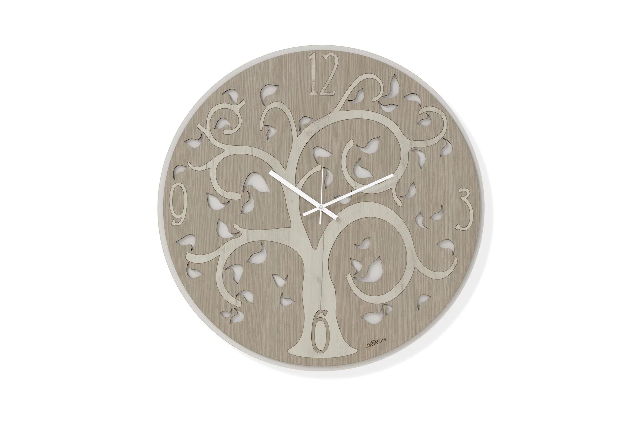Horloge murale moderne en bois blanc 50cm pour salon zen et lumineux