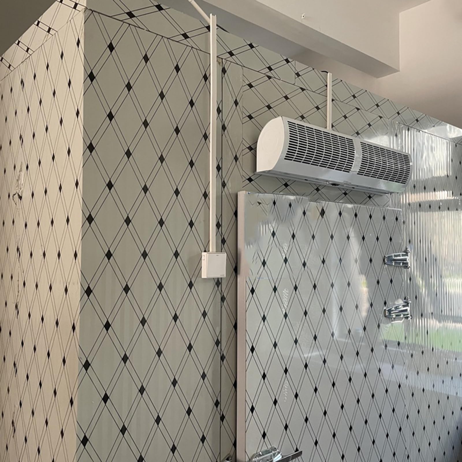 Máquina de Cortina de Aire Negra de 23 Pulgadas, 35 Pulgadas y 39 Pulgadas for Puerta de Almacenamiento en frío de supermercado, máquina de Cortina de Aire con Viento Natural(120cm)