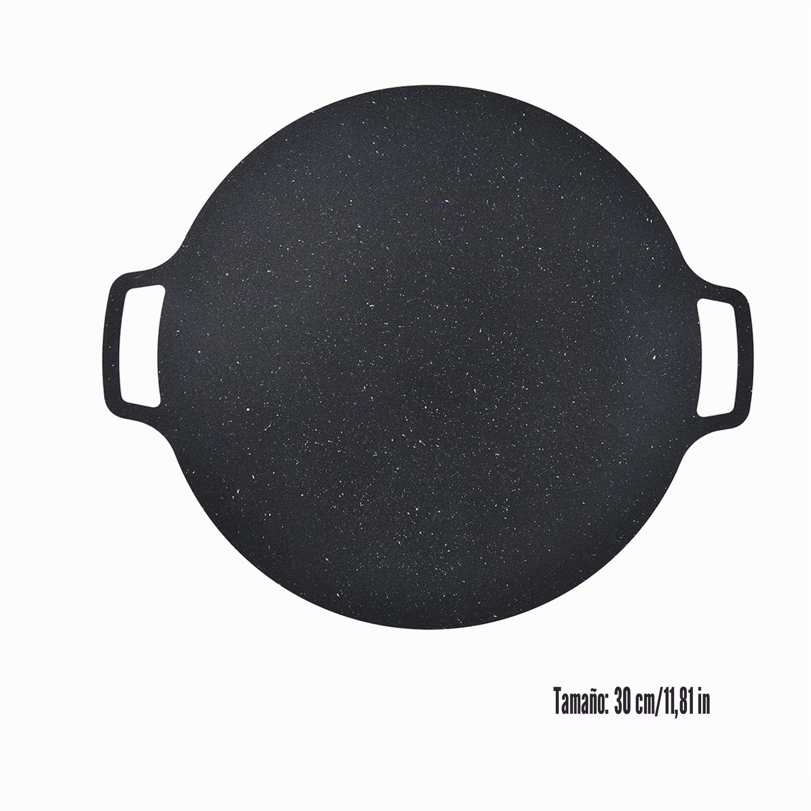 Parrilla para Barbacoa, Parrilla para Barbacoa Coreana, Bandeja para Asar Redonda Antiadherente de Hierro, Parrilla para Parrilla de Hierro Fundido para Panqueques de Panceta de Cerdo Al Aire(30CM)