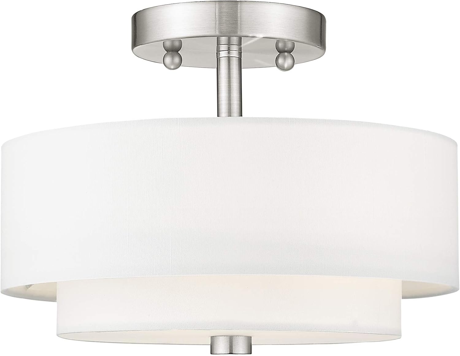 Super Brands Livex Lighting 51042-91 Brushed Nickel Flush Mount with Off-White Fabric Hardback Shade Promo Discount Up To 70% Off Livex Lighting 51042-91 Brushed Nickel Flush Mount with Off-White Fabric Hardback Shade