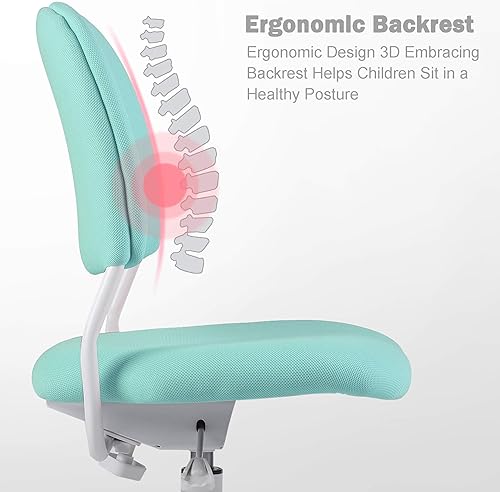 Miniatura 18 de Silla ergonómica de escritorio para niños, silla de computadora de oficina para estudiante, altura ajustable y profundidad del asiento, reposapiés