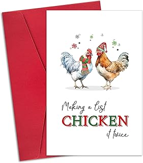 Ogeby Funny Christmas Card with Envelopes, Hen Christmas Card, Cute Christmas Gifts from Chickens