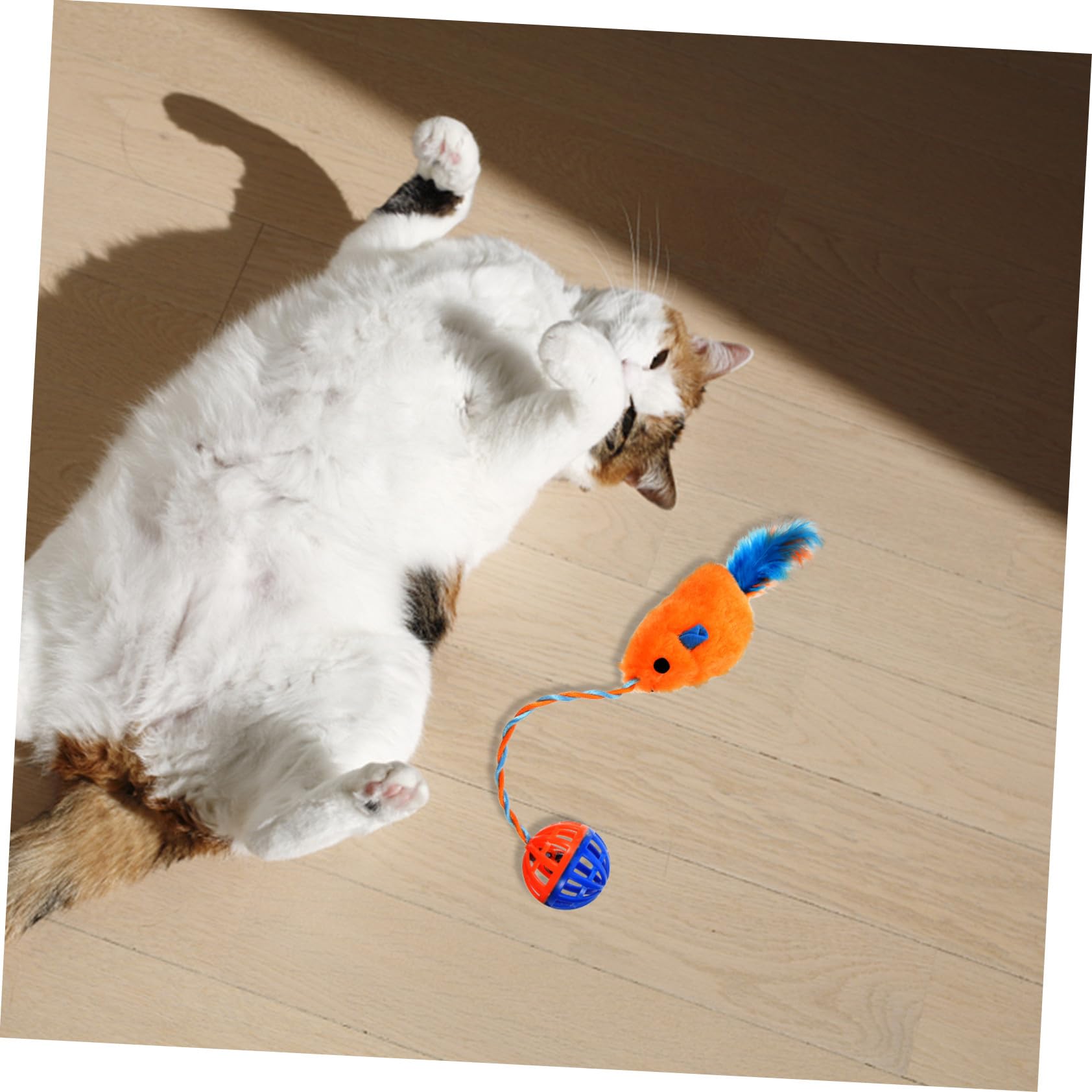VICASKY Jouet Interactif pour Chat Intérieur en Peluche et Plastique avec Cloche, Jouet Compact Antistress pour Chatons, pour Jouer et Stimuler