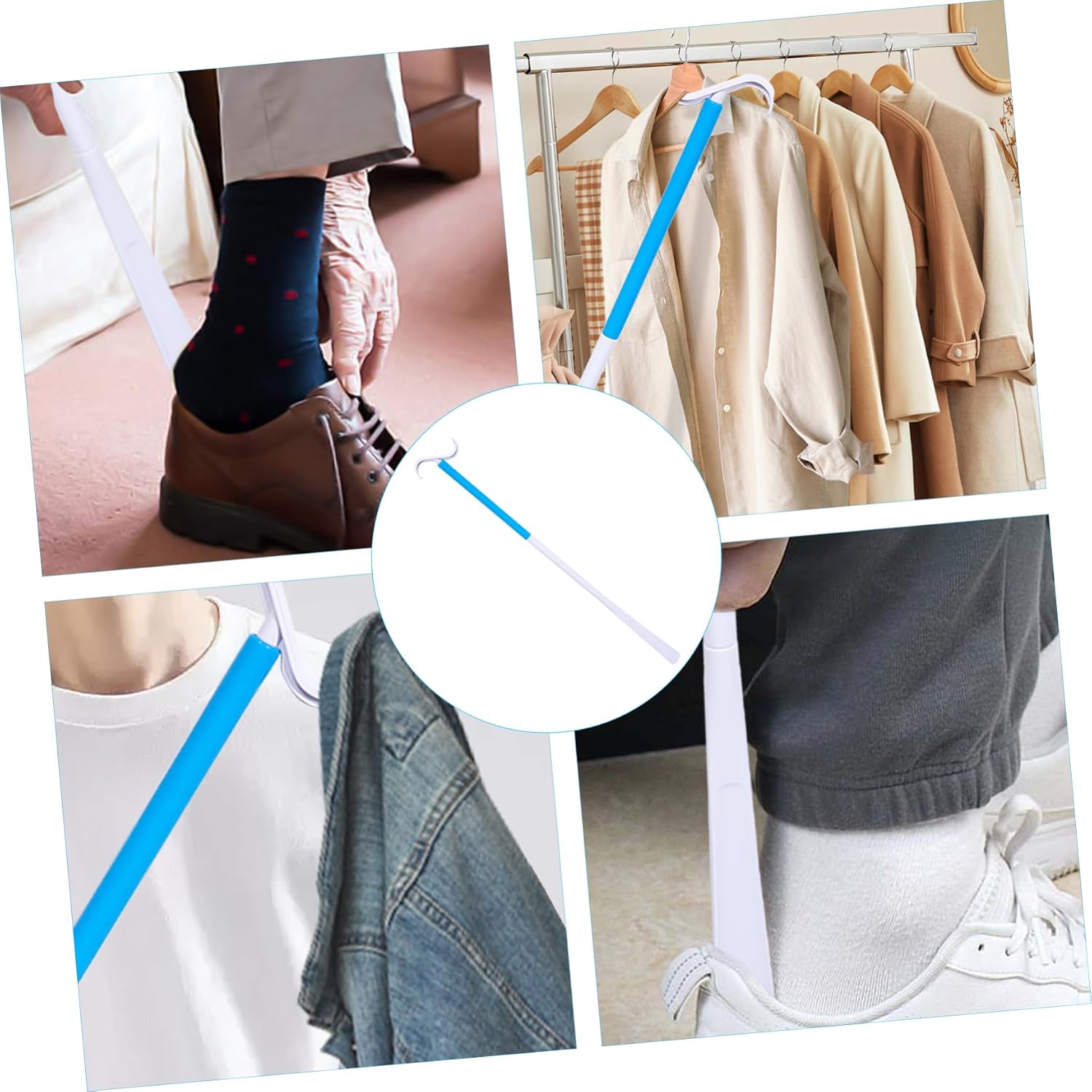Dressing Stick and Shoe Lifter for Seniors Detachable Sock Aid Device for Handicapped Handle Dressing Pole Material for Easy and Shoe Wearing Assistance