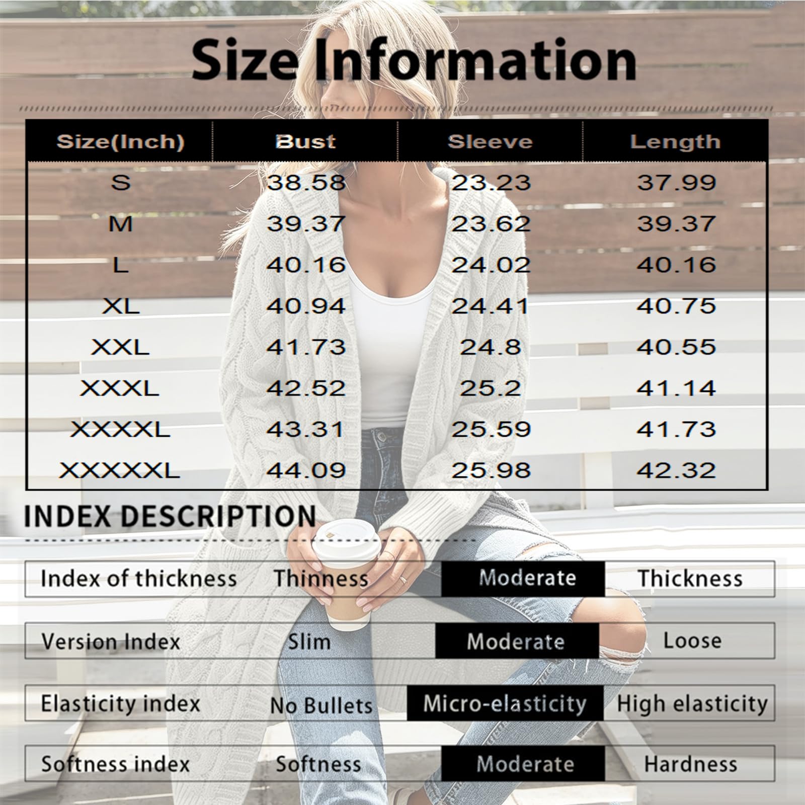 FUPODD Lange Strickjacke Damen Mit Kapuze Cardigan Oversize Grobstrickjacke