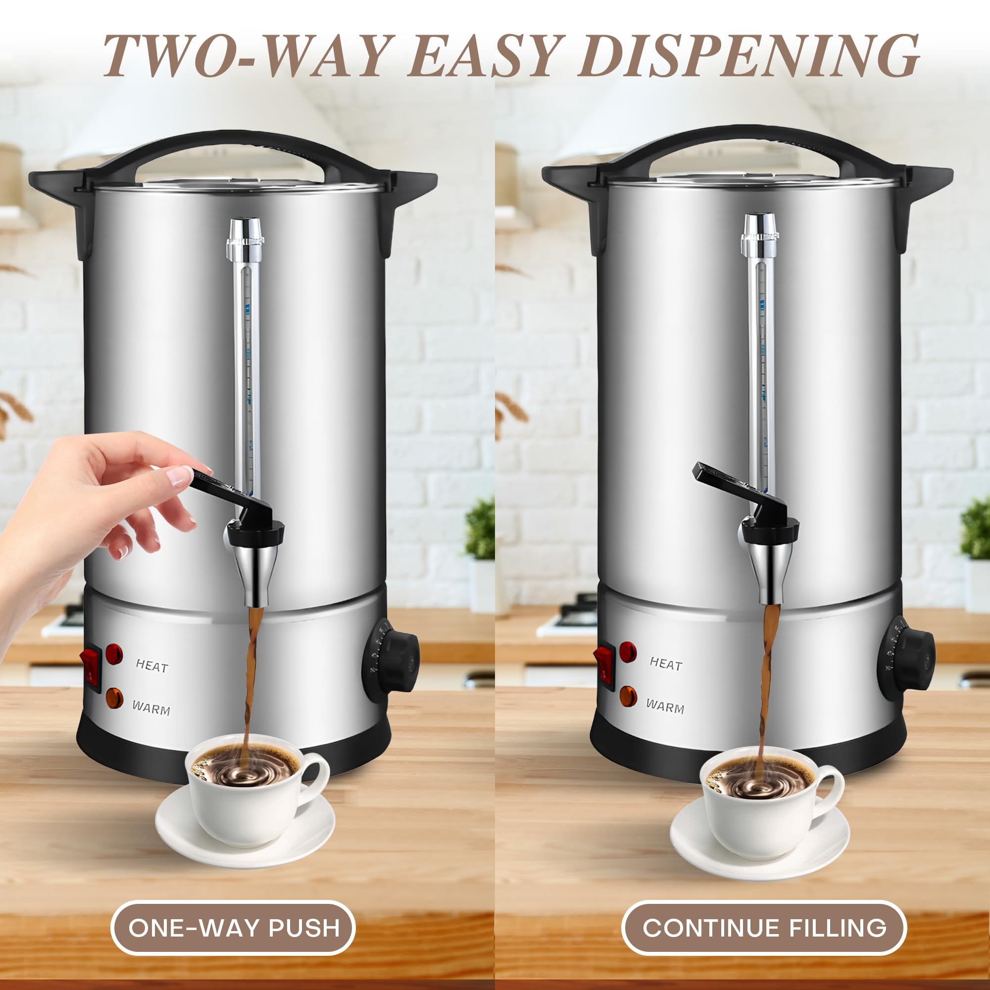 Percolateur à Café 12L avec Acier Inoxydable Filtre, 80 Tasses Cafetière Commerciale En Acier Inoxydable, Maintien au Chaud, Pour Événements Et Traiteur, Pour Appareil Chauffe Eau Thé Chocolat