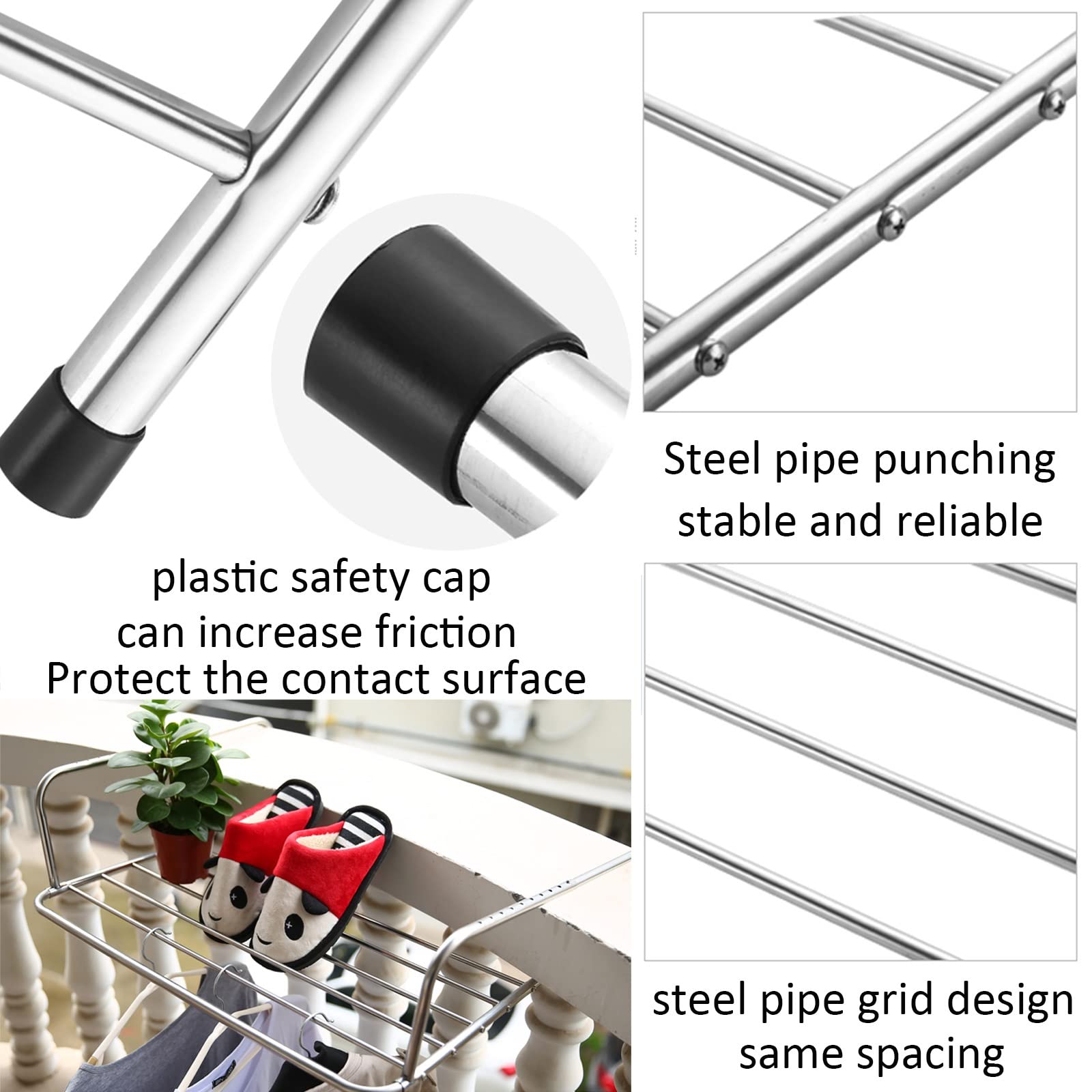 Stendibiancheria in Acciaio Inox, Stendibiancheria Ribaltabile Stendino Versatile, per Uso Interno Ed Esterno, Elevata capacità di Carico Salvaspazio Stendibiancheria da Balcone