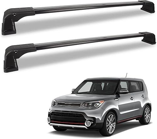 Barras transversales antirrobo compatibles con Kia Soul 2014, 2015, 2016, 2017, 2018, 2019, barras transversales de aluminio resistentes con