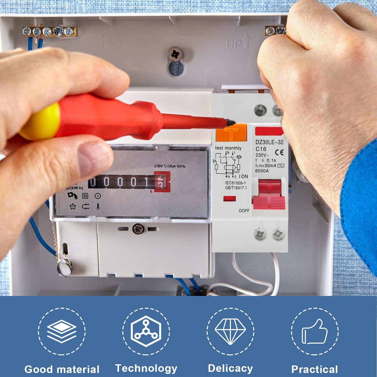 Disjoncteur Différentiel 30mA 16A - RCBO DPN, 240V, Protection Fuites Et Surcharges, Pour Maison, Bureau, Industrie
