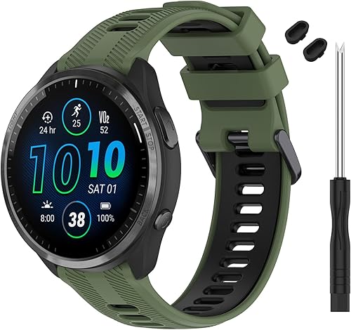 TopPerfekt Correa compatible con reloj Garmin Forerunner 965  Correa de repuesto de silicona suave para reloj inteligente 965 para mujeres y hombres