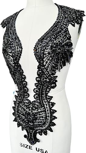 Vista 43 de Apliques hechos a mano de cristal sobre encaje, cuentas de diamantes de imitación para coser, parches de lentejuelas, accesorios de decoración