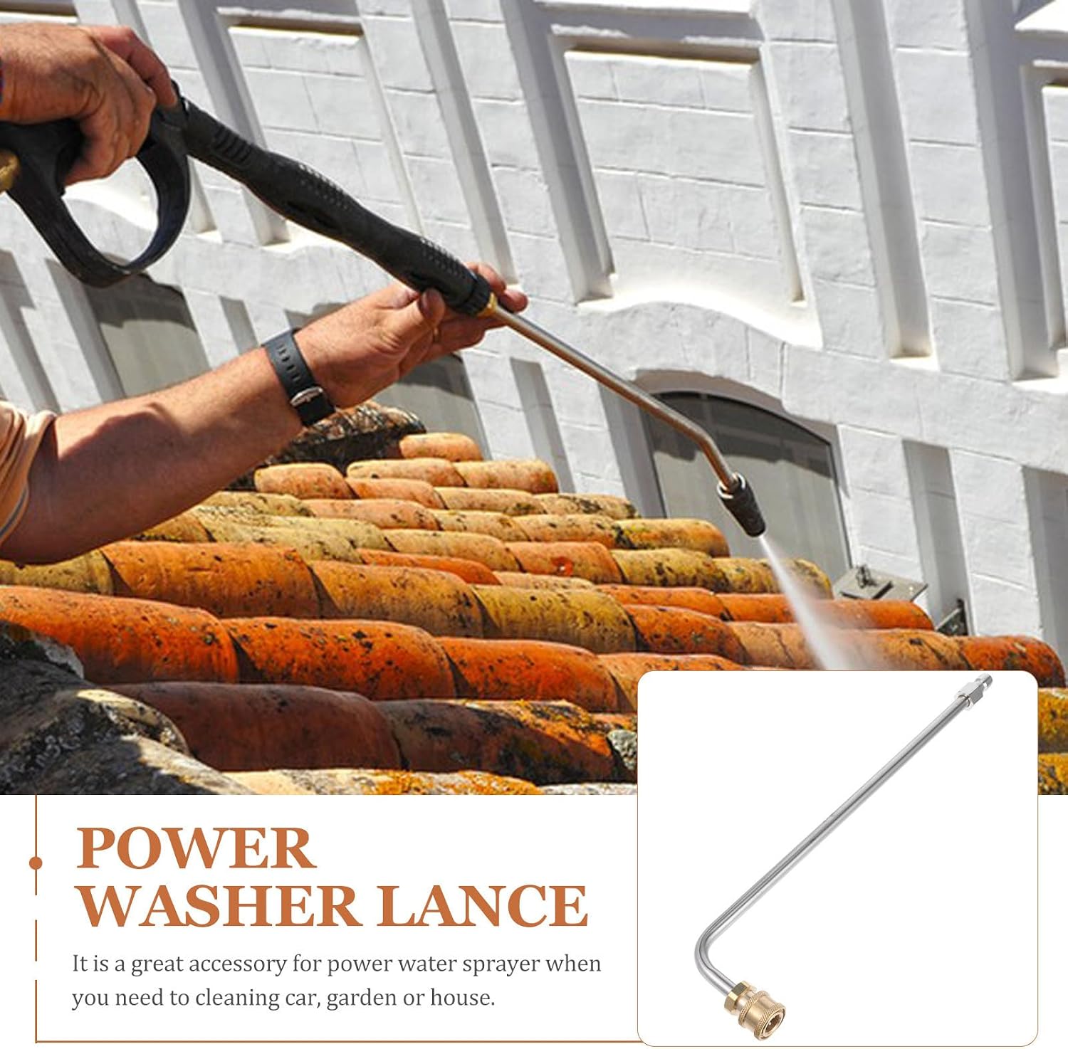 High Pressure Washer Wand Extension with 90 Degree Spray Lance