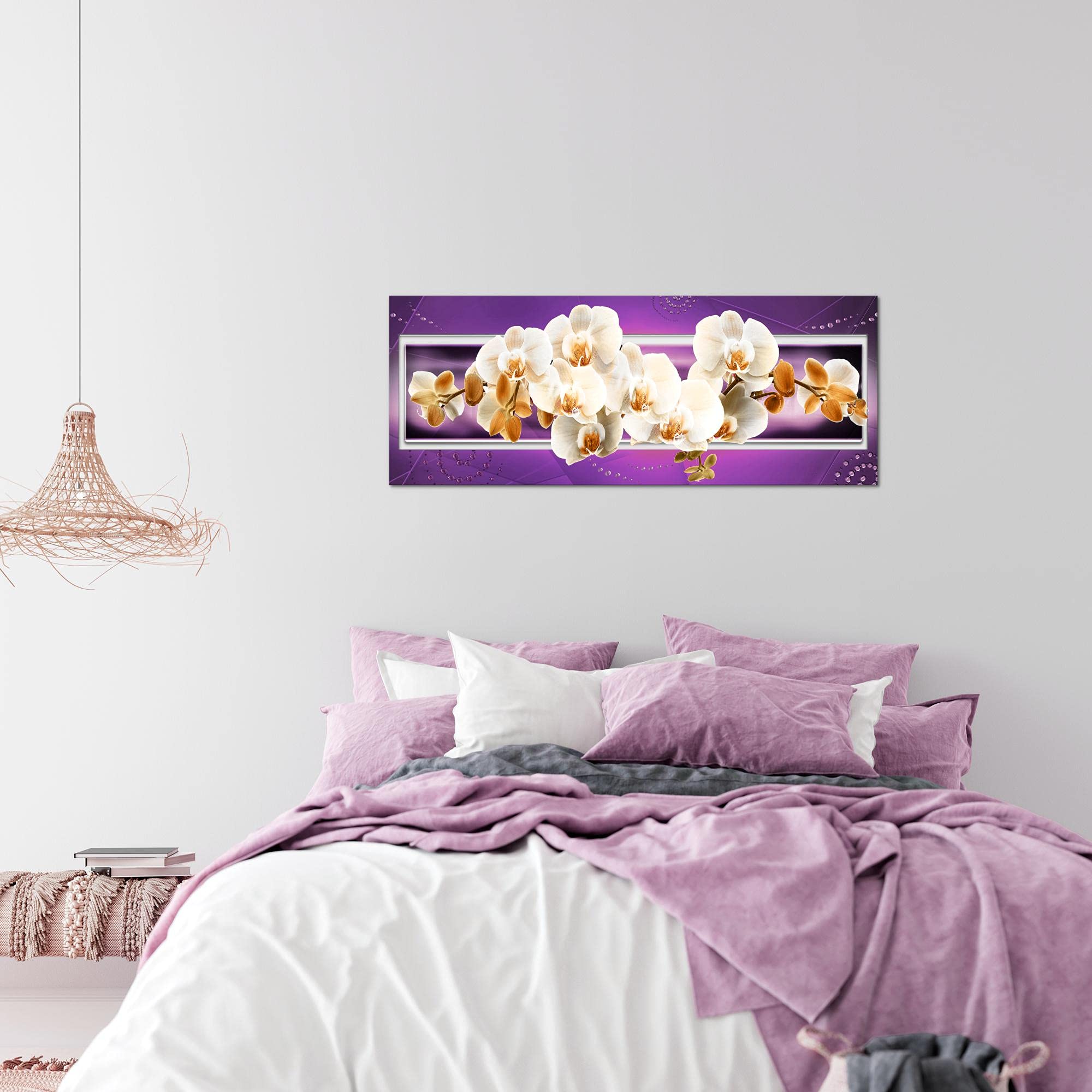 Runa Art Quadri Moderni Orchidea Fiori Tela Non Tessuta Soggiorno Corridoio Astratto Viola 206412b