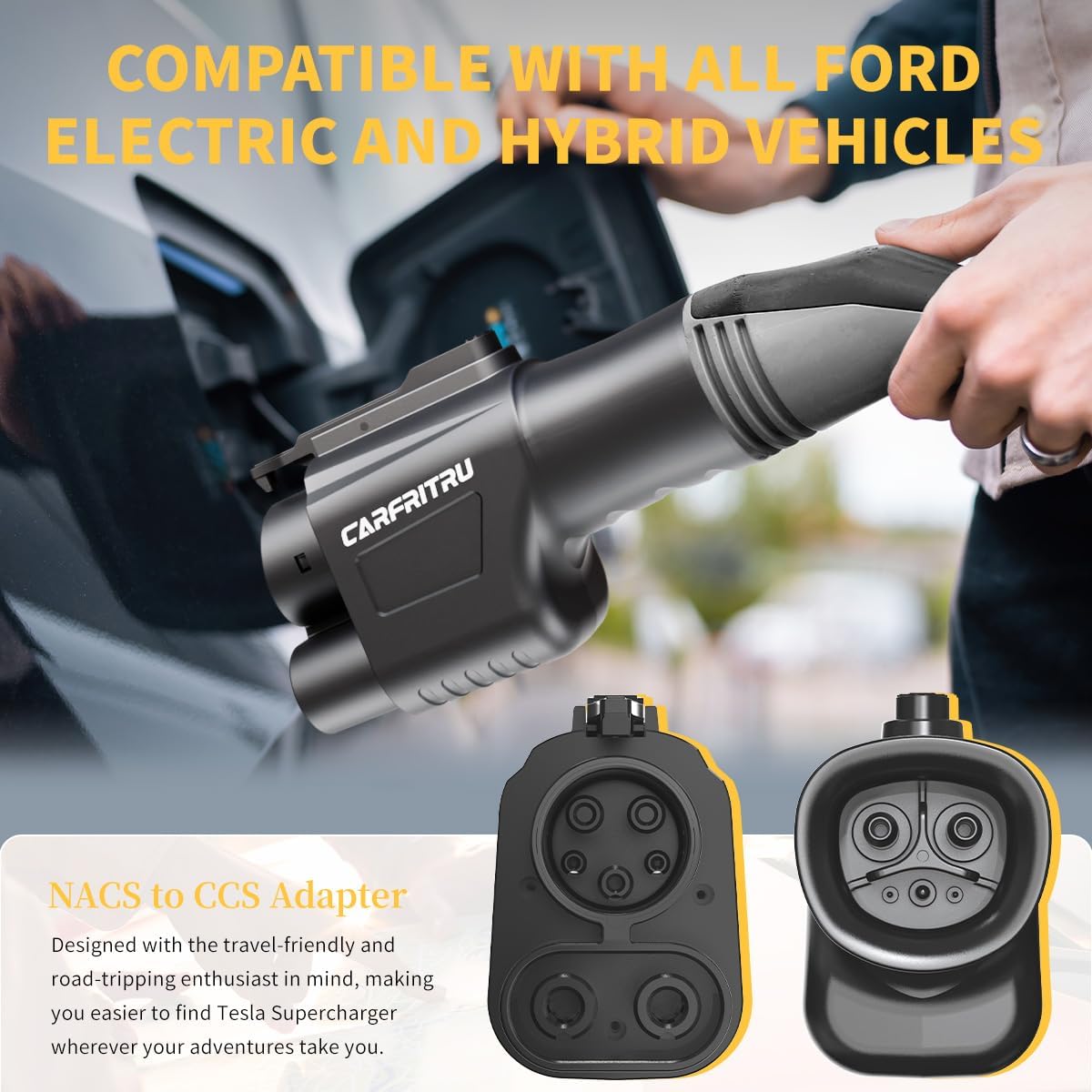 Tesla Supercharger Adapter, NACS to CCS1 Adapter,Electric Vehicle Charging Adapter Compatible with Ford, Rivian, GM, Volvo and Polestar EVs