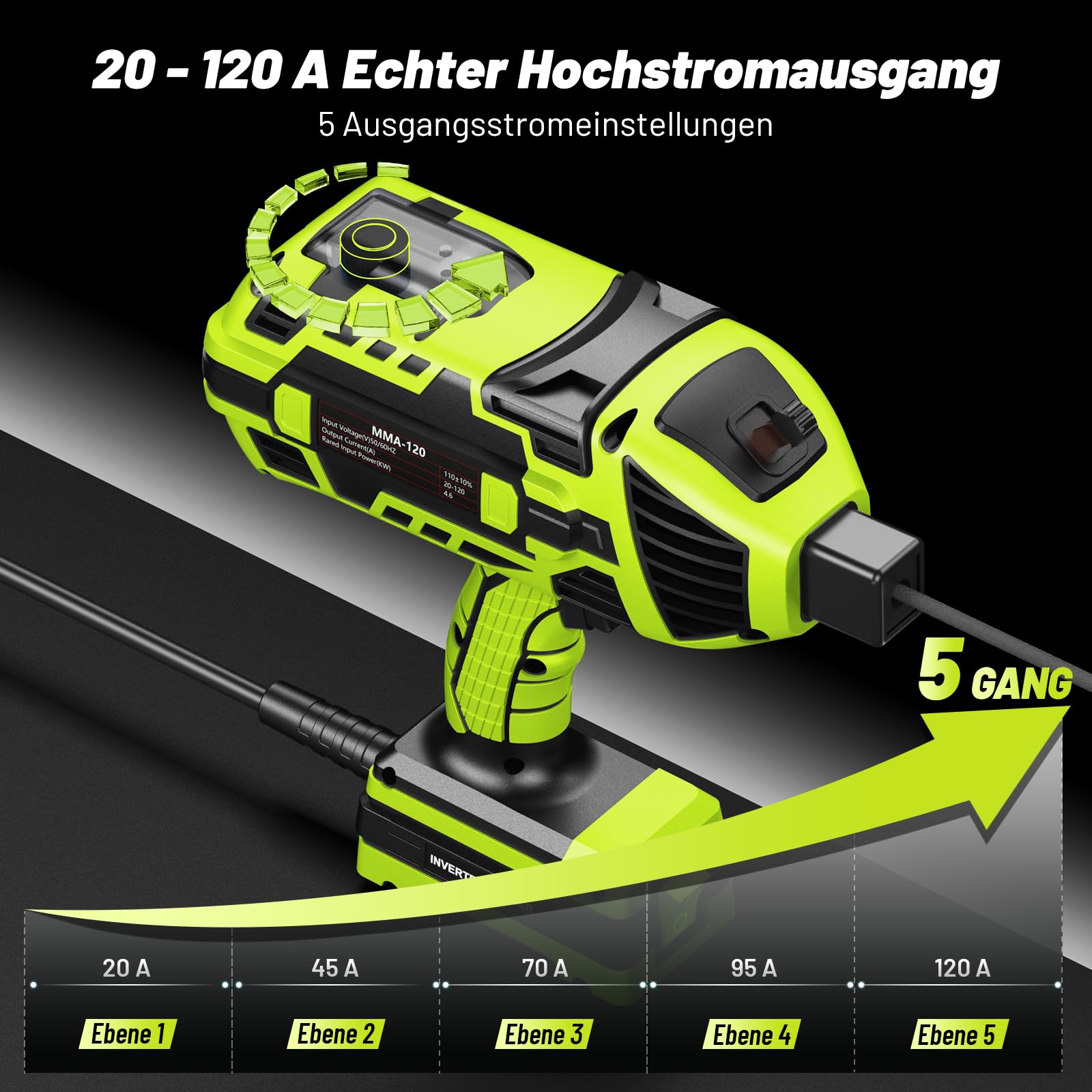 SEESII Handschweißgerät 220 V ARC Schweißgerät für 3,2mm bis 2,4 mm Drahtstangen (mit Schutzbrille) 120A Tragbar Elektroden Schweißgerät mit IGBT Wechselrichter 5 Variable, Lichtbogenschweißgeräte